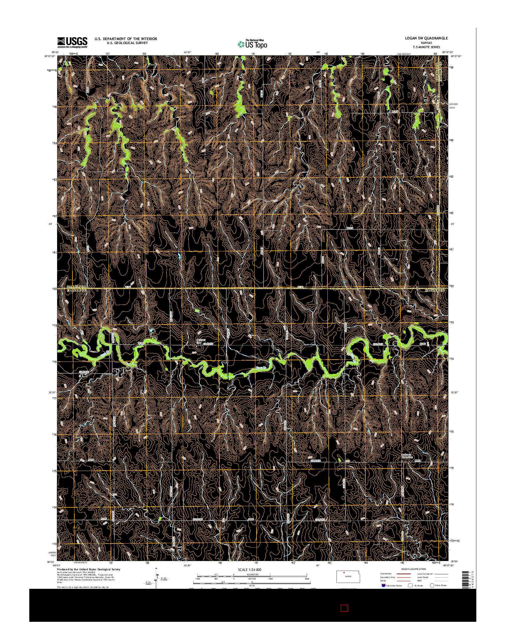 USGS US TOPO 7.5-MINUTE MAP FOR LOGAN SW, KS 2015