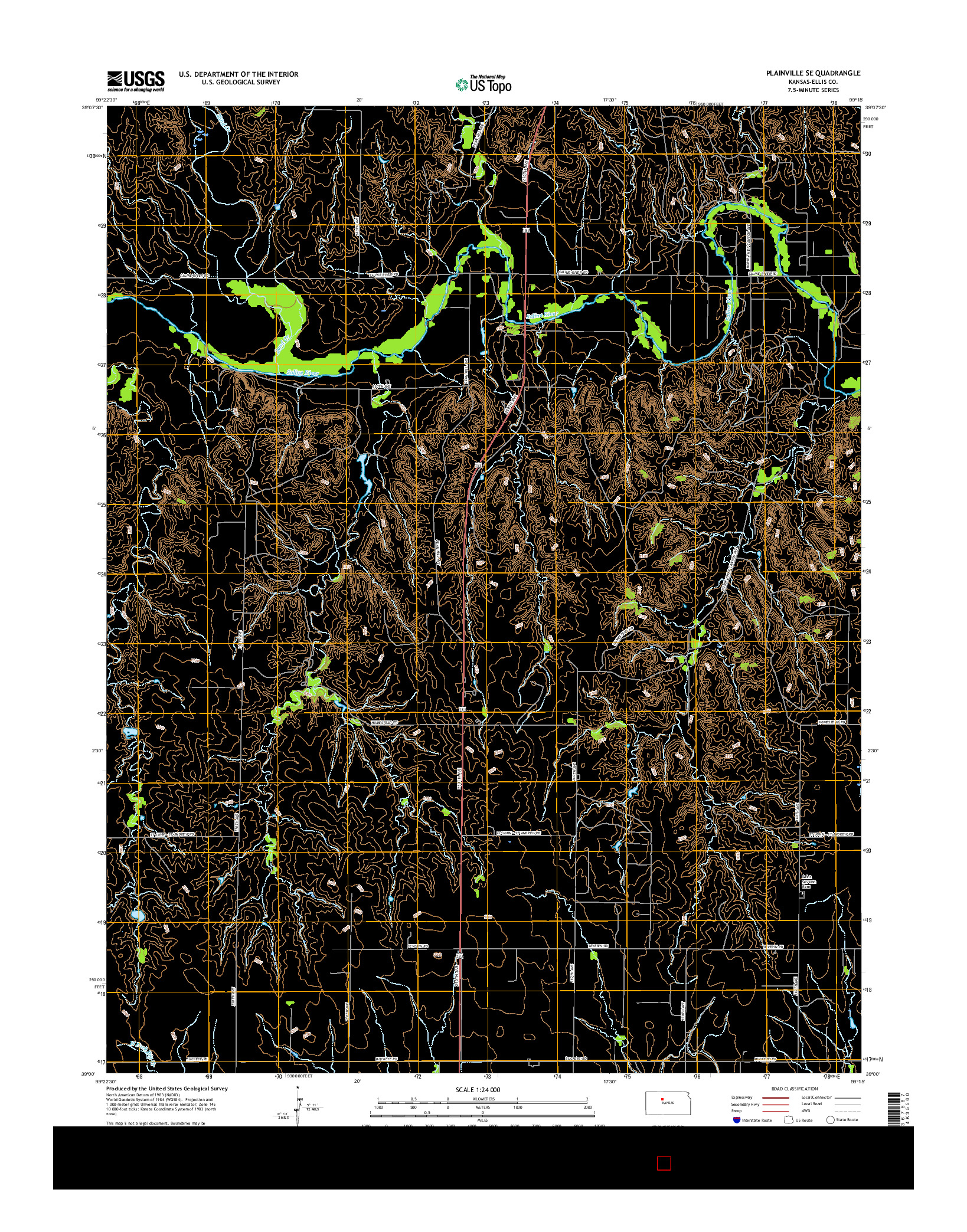 USGS US TOPO 7.5-MINUTE MAP FOR PLAINVILLE SE, KS 2015