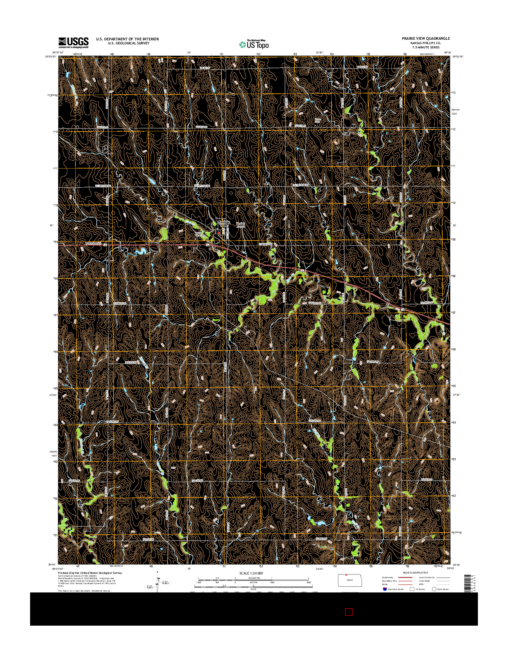 USGS US TOPO 7.5-MINUTE MAP FOR PRAIRIE VIEW, KS 2015