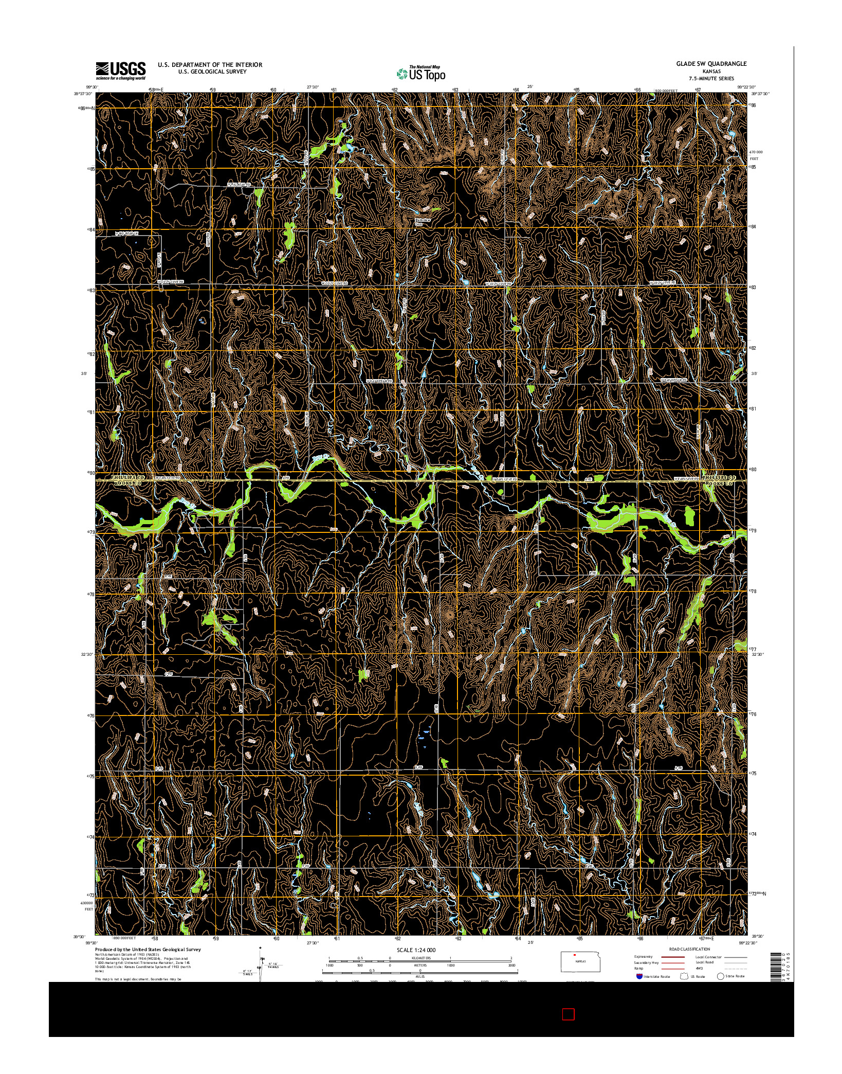 USGS US TOPO 7.5-MINUTE MAP FOR GLADE SW, KS 2015