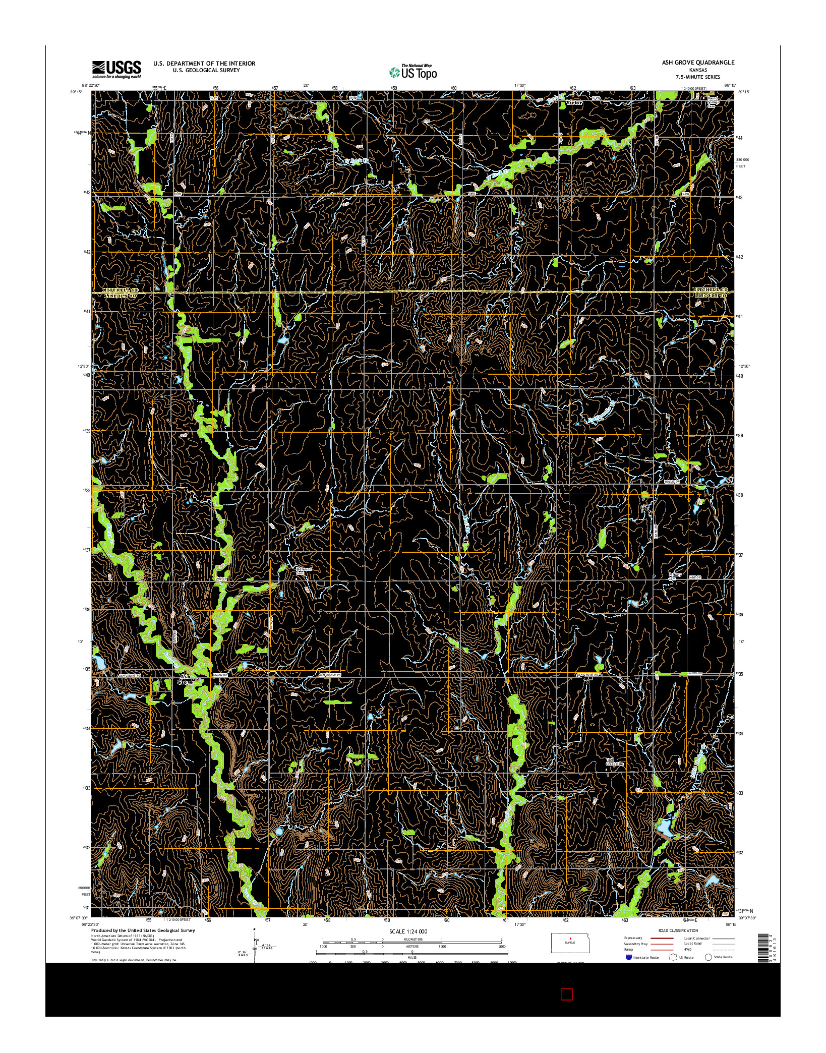 USGS US TOPO 7.5-MINUTE MAP FOR ASH GROVE, KS 2015
