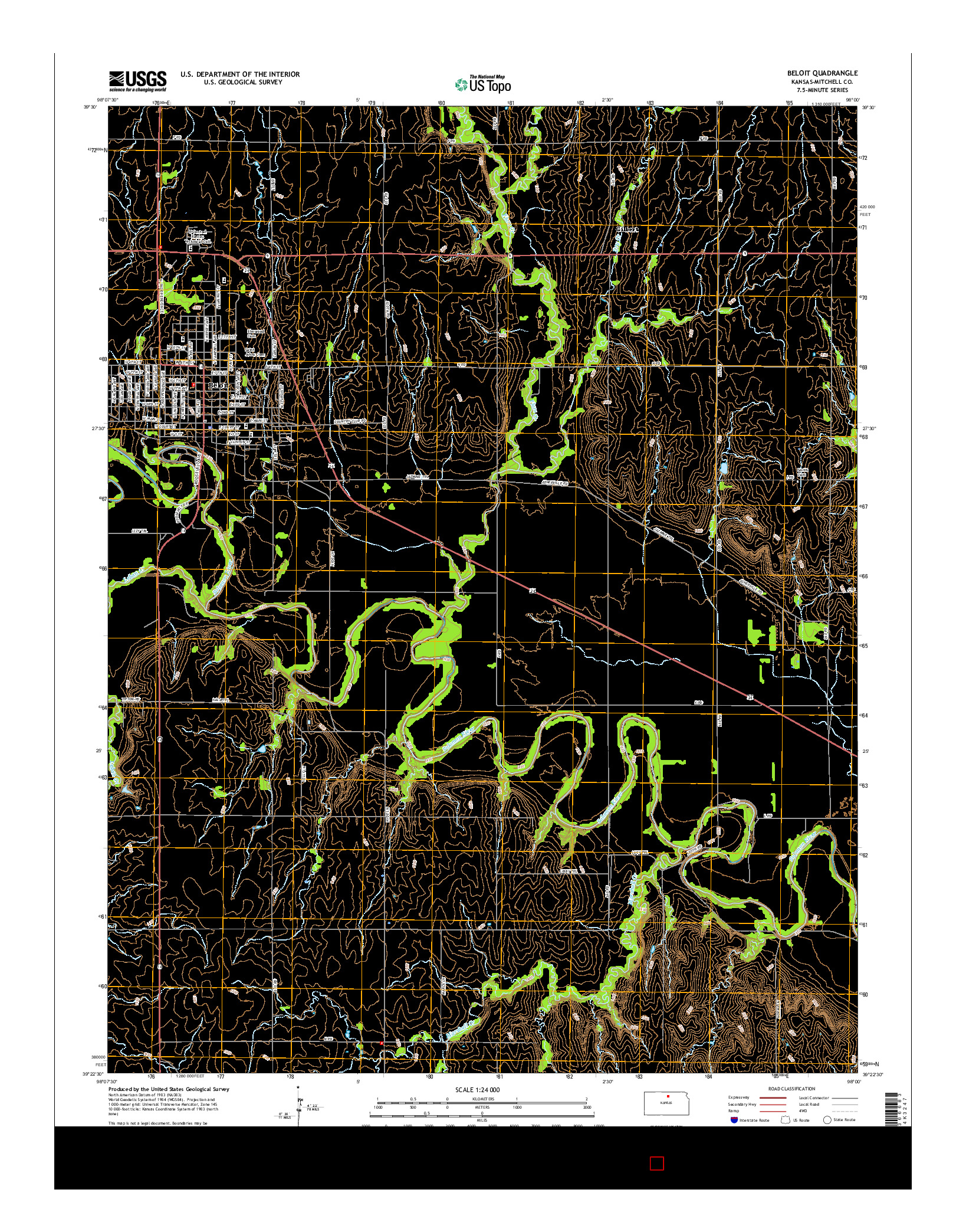USGS US TOPO 7.5-MINUTE MAP FOR BELOIT, KS 2015