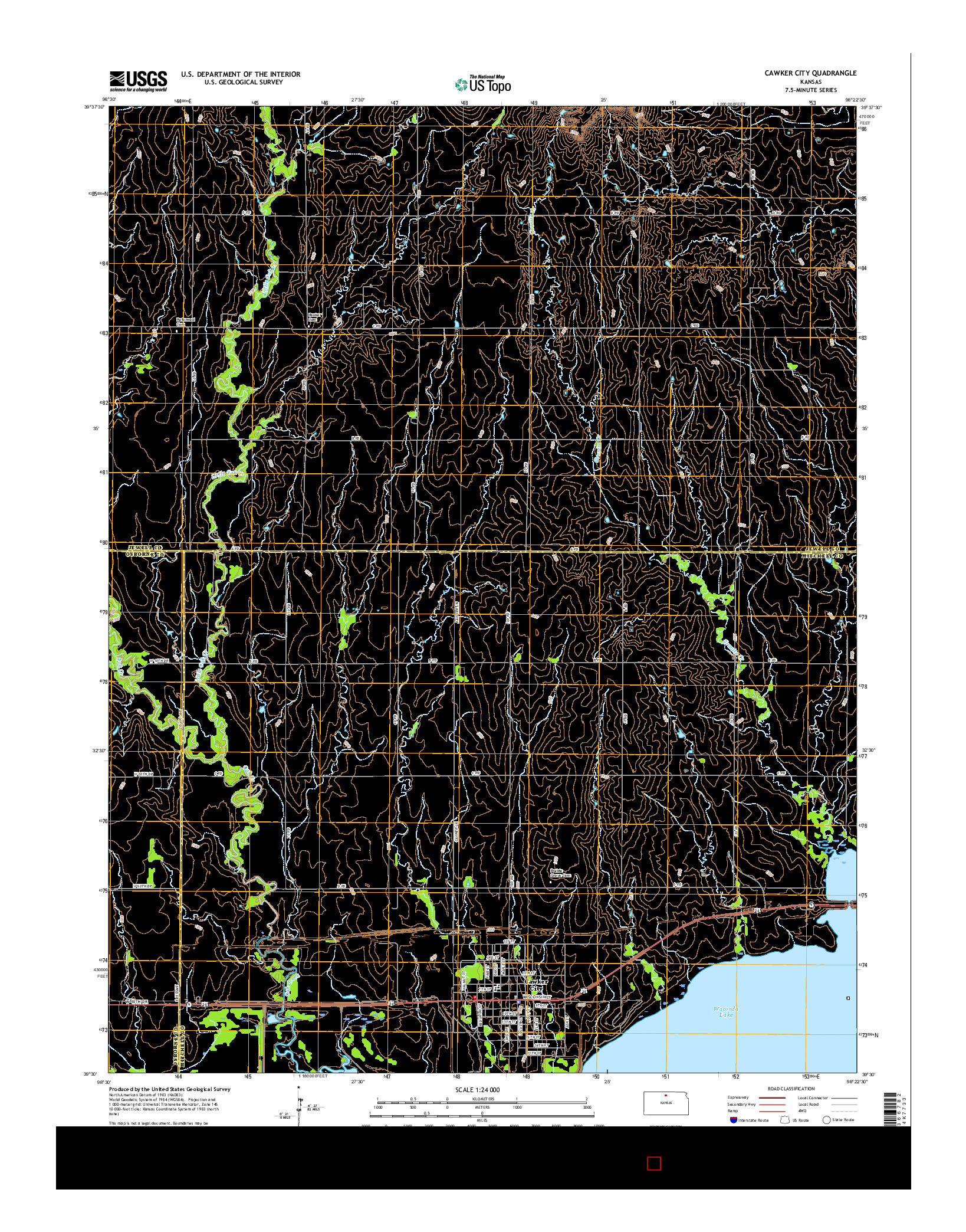 USGS US TOPO 7.5-MINUTE MAP FOR CAWKER CITY, KS 2015