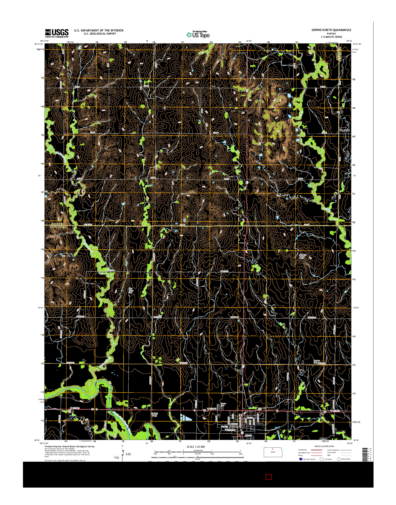 USGS US TOPO 7.5-MINUTE MAP FOR DOWNS NORTH, KS 2015