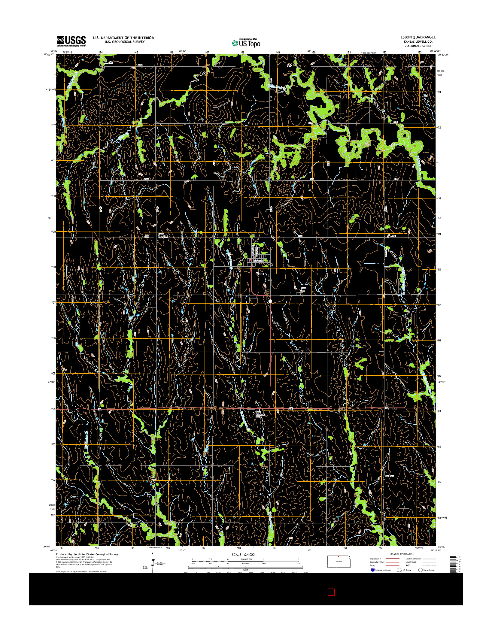 USGS US TOPO 7.5-MINUTE MAP FOR ESBON, KS 2015
