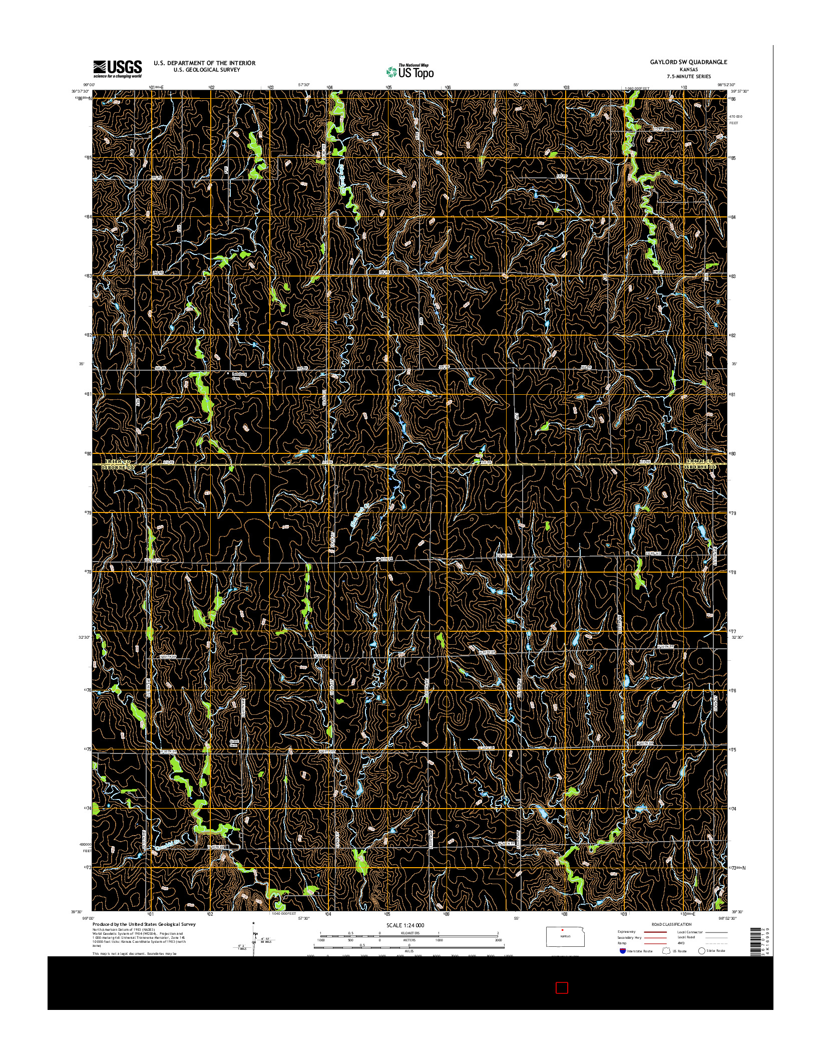 USGS US TOPO 7.5-MINUTE MAP FOR GAYLORD SW, KS 2015