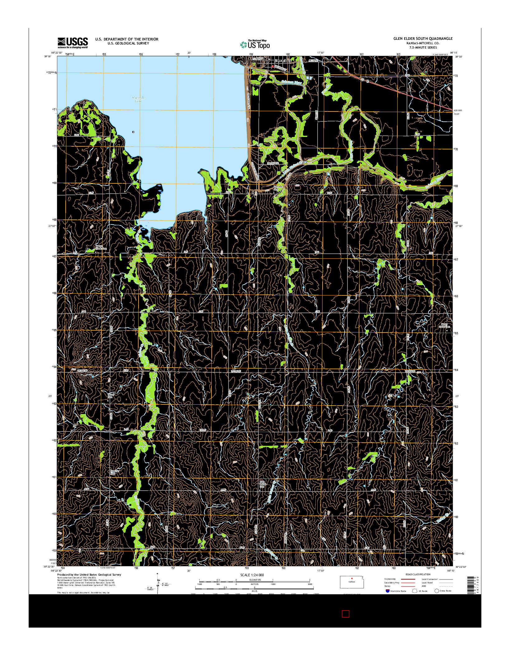 USGS US TOPO 7.5-MINUTE MAP FOR GLEN ELDER SOUTH, KS 2015