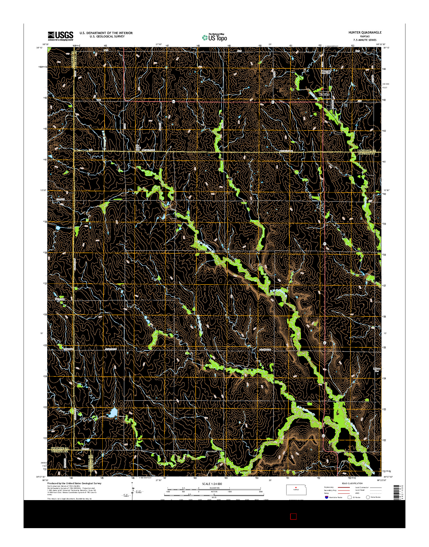 USGS US TOPO 7.5-MINUTE MAP FOR HUNTER, KS 2015