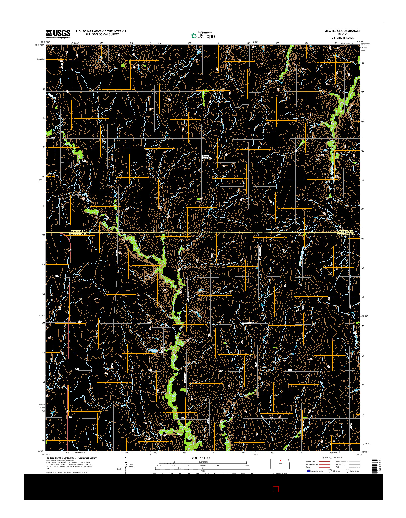 USGS US TOPO 7.5-MINUTE MAP FOR JEWELL SE, KS 2015