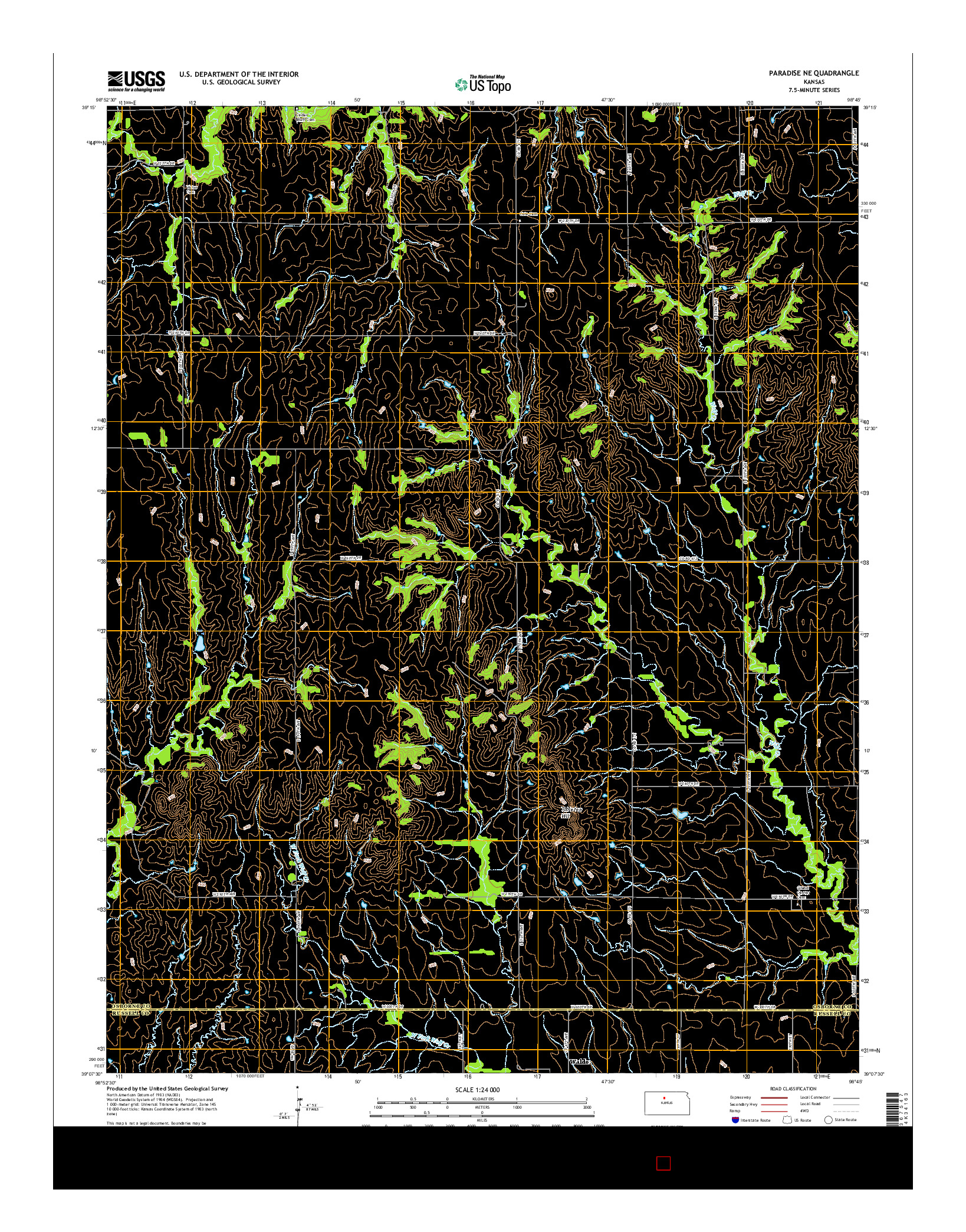 USGS US TOPO 7.5-MINUTE MAP FOR PARADISE NE, KS 2015