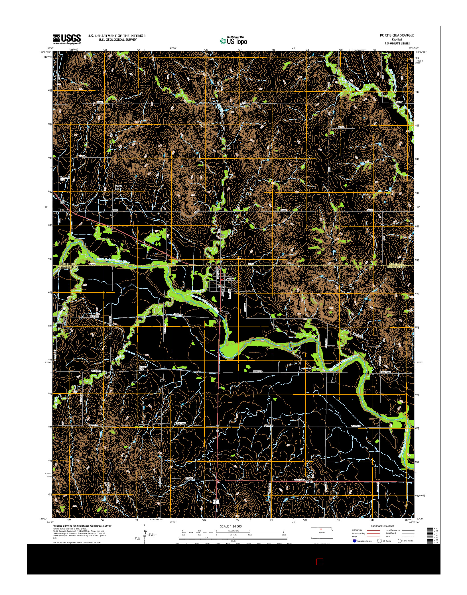 USGS US TOPO 7.5-MINUTE MAP FOR PORTIS, KS 2015