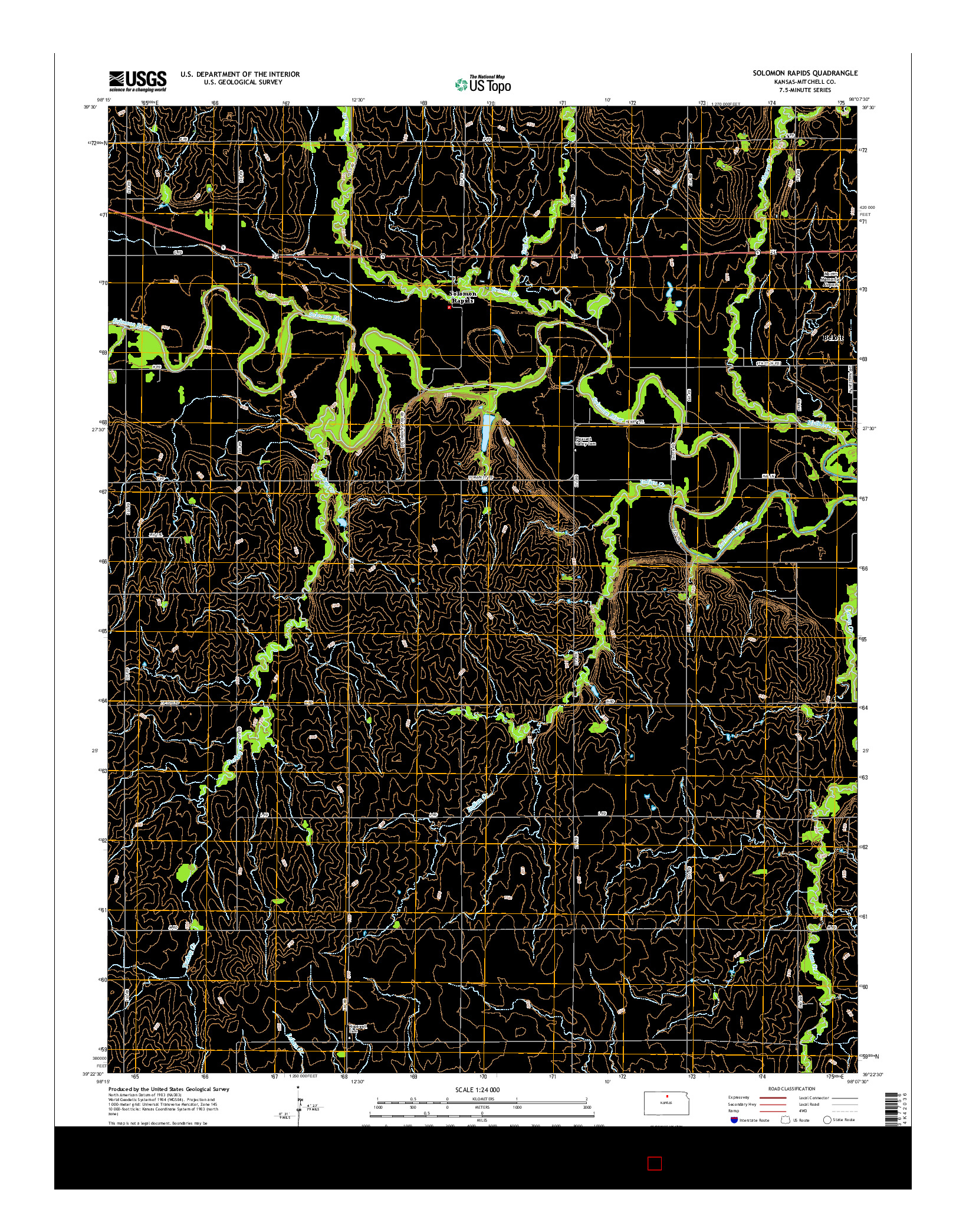 USGS US TOPO 7.5-MINUTE MAP FOR SOLOMON RAPIDS, KS 2015