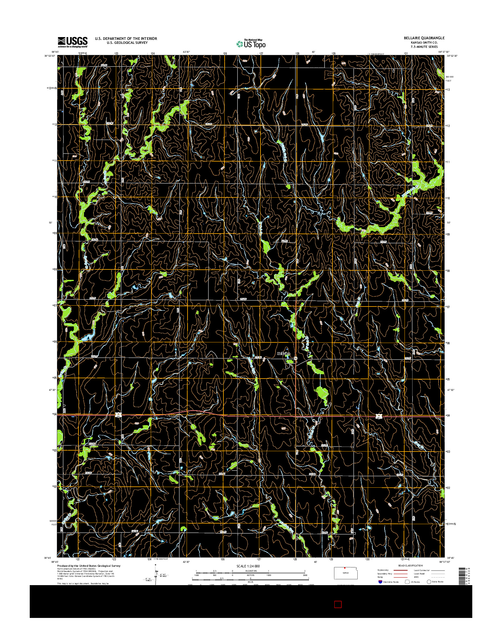 USGS US TOPO 7.5-MINUTE MAP FOR BELLAIRE, KS 2015