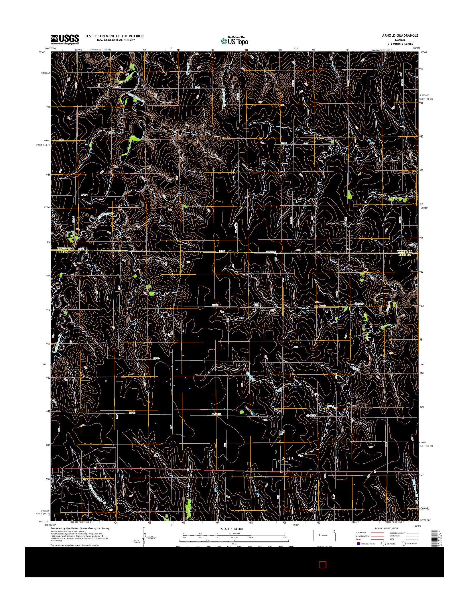 USGS US TOPO 7.5-MINUTE MAP FOR ARNOLD, KS 2015