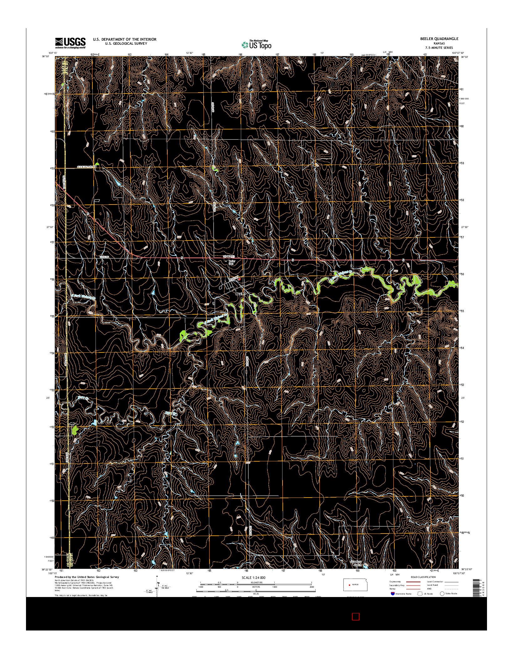 USGS US TOPO 7.5-MINUTE MAP FOR BEELER, KS 2015