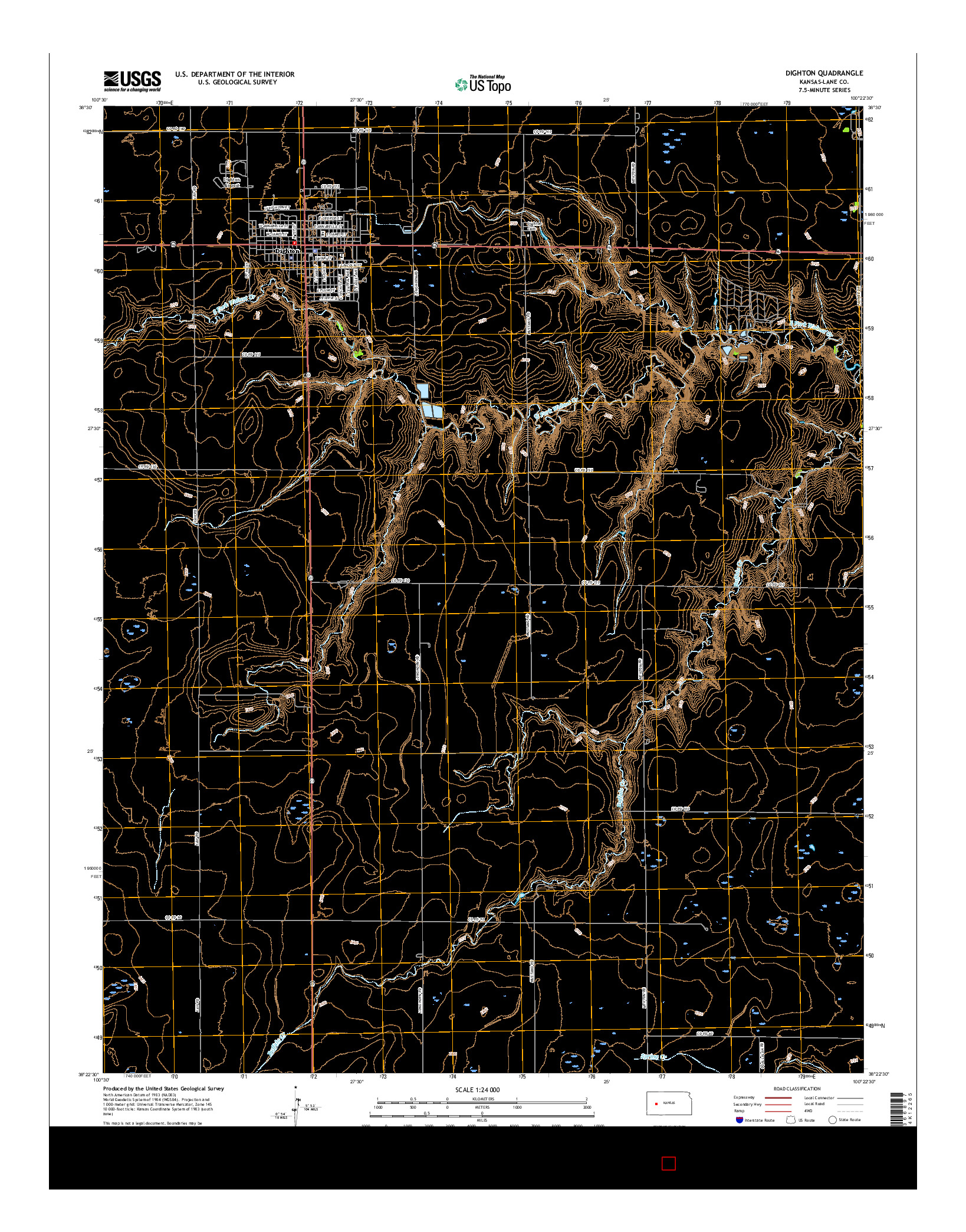 USGS US TOPO 7.5-MINUTE MAP FOR DIGHTON, KS 2015