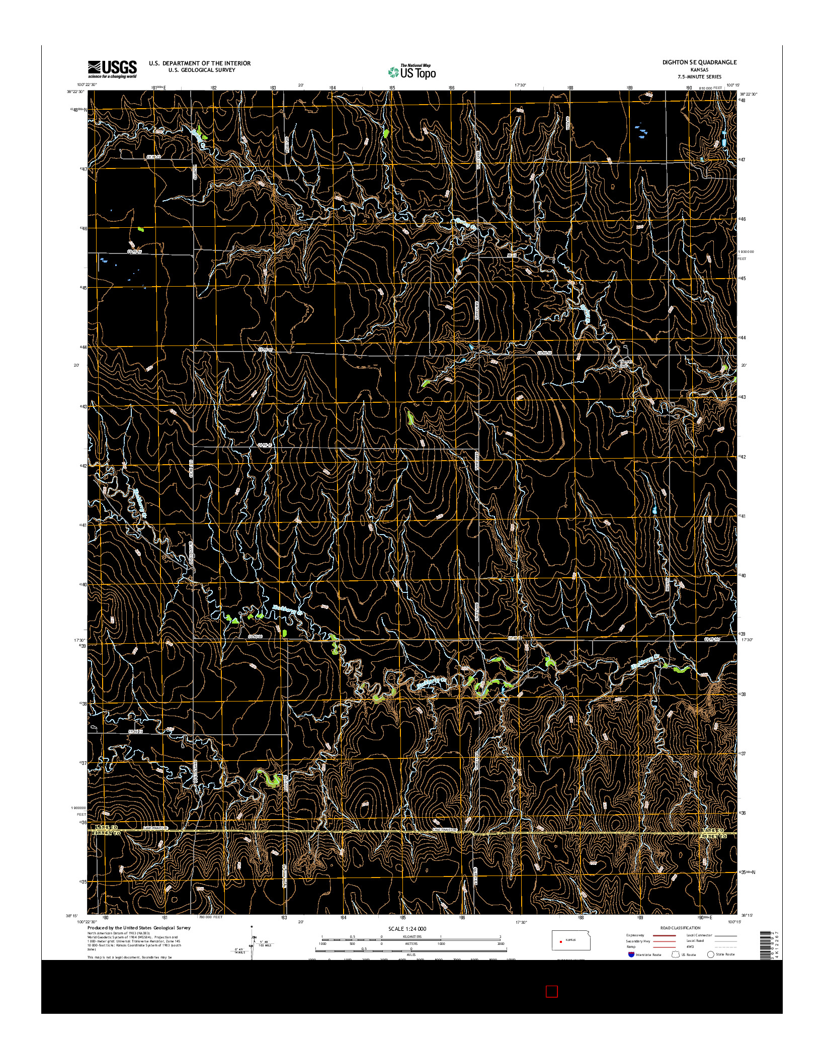USGS US TOPO 7.5-MINUTE MAP FOR DIGHTON SE, KS 2015