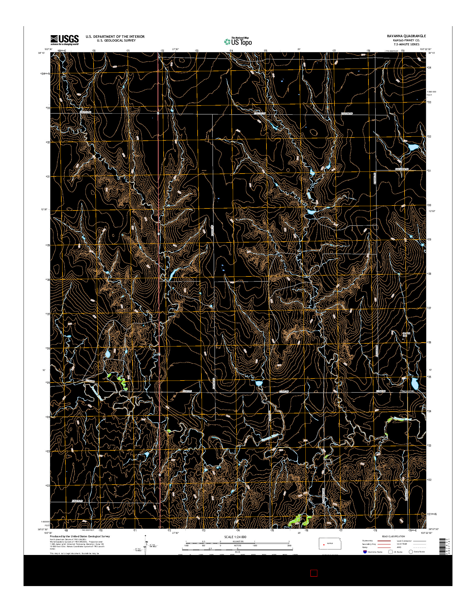 USGS US TOPO 7.5-MINUTE MAP FOR RAVANNA, KS 2015