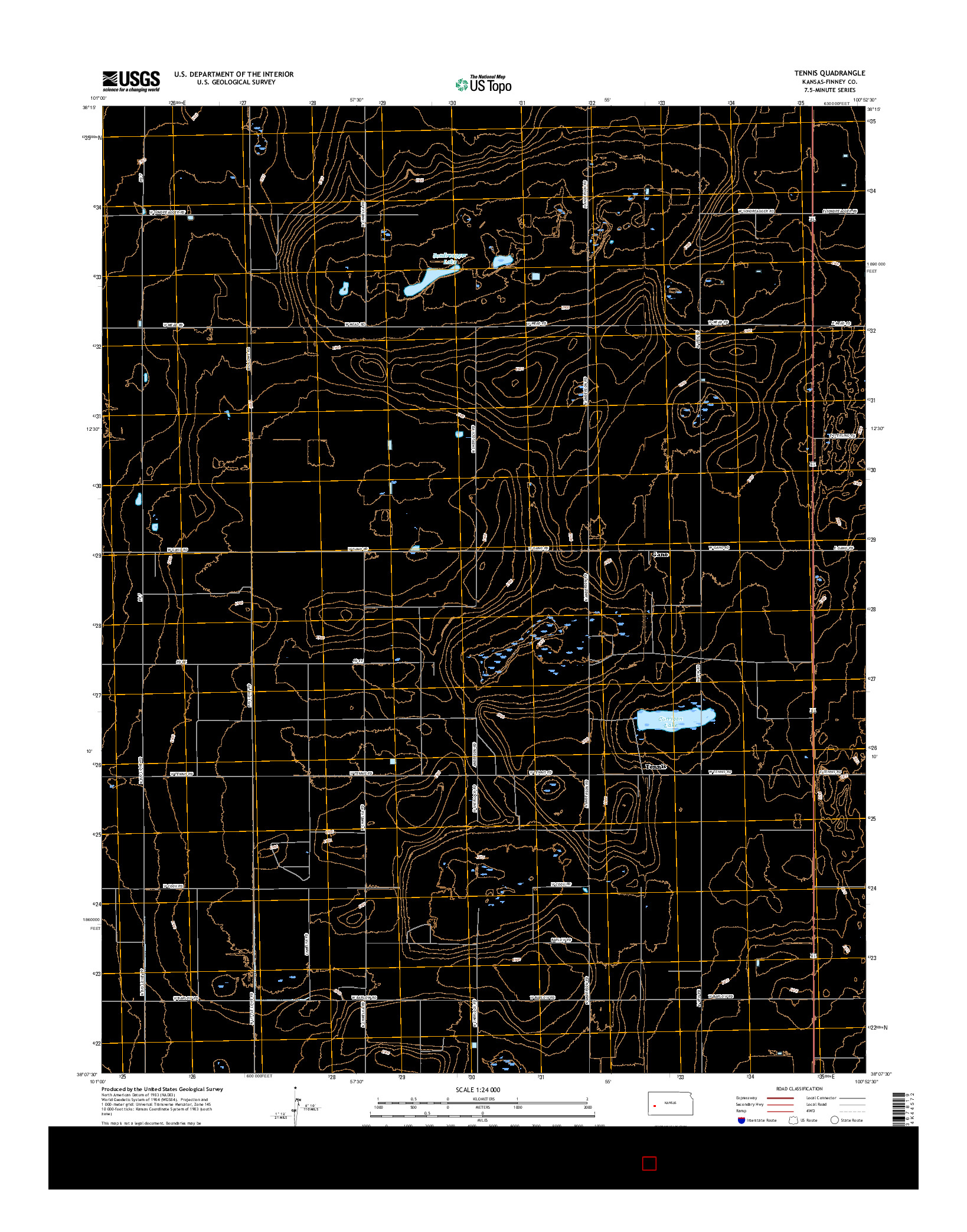 USGS US TOPO 7.5-MINUTE MAP FOR TENNIS, KS 2015