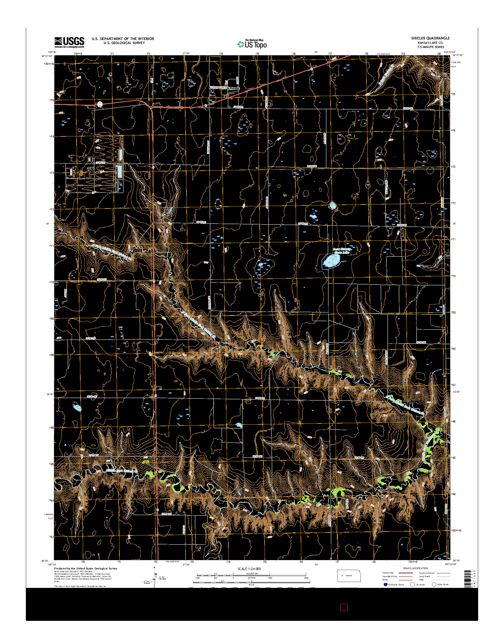 USGS US TOPO 7.5-MINUTE MAP FOR SHIELDS, KS 2015