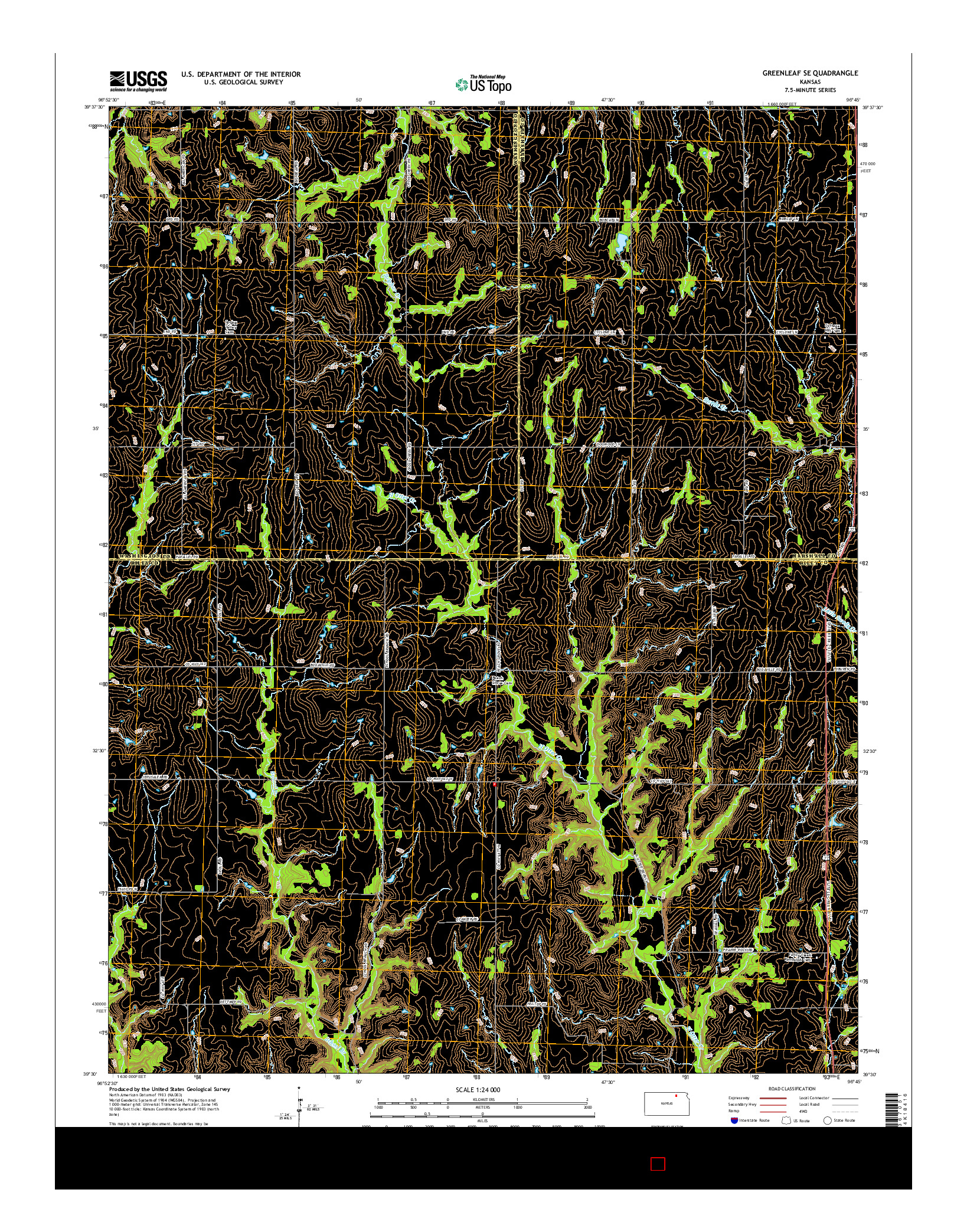 USGS US TOPO 7.5-MINUTE MAP FOR GREENLEAF SE, KS 2015
