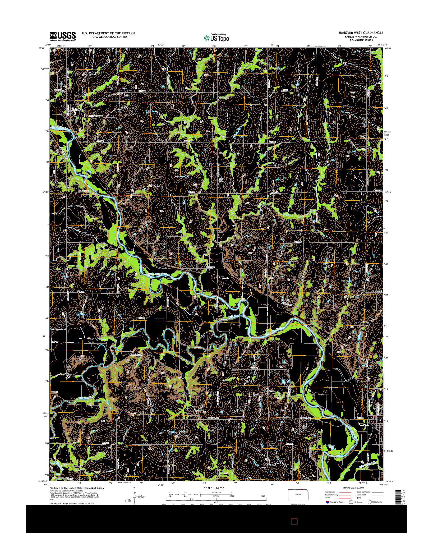 USGS US TOPO 7.5-MINUTE MAP FOR HANOVER WEST, KS 2015