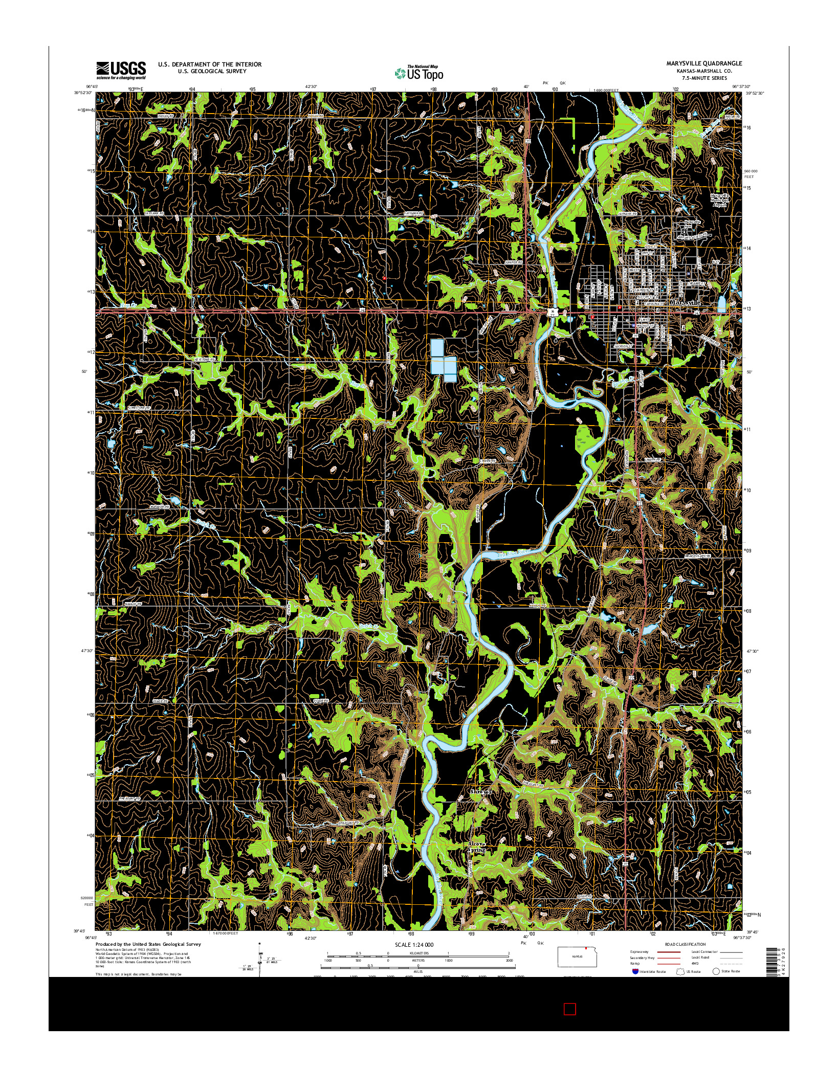USGS US TOPO 7.5-MINUTE MAP FOR MARYSVILLE, KS 2015