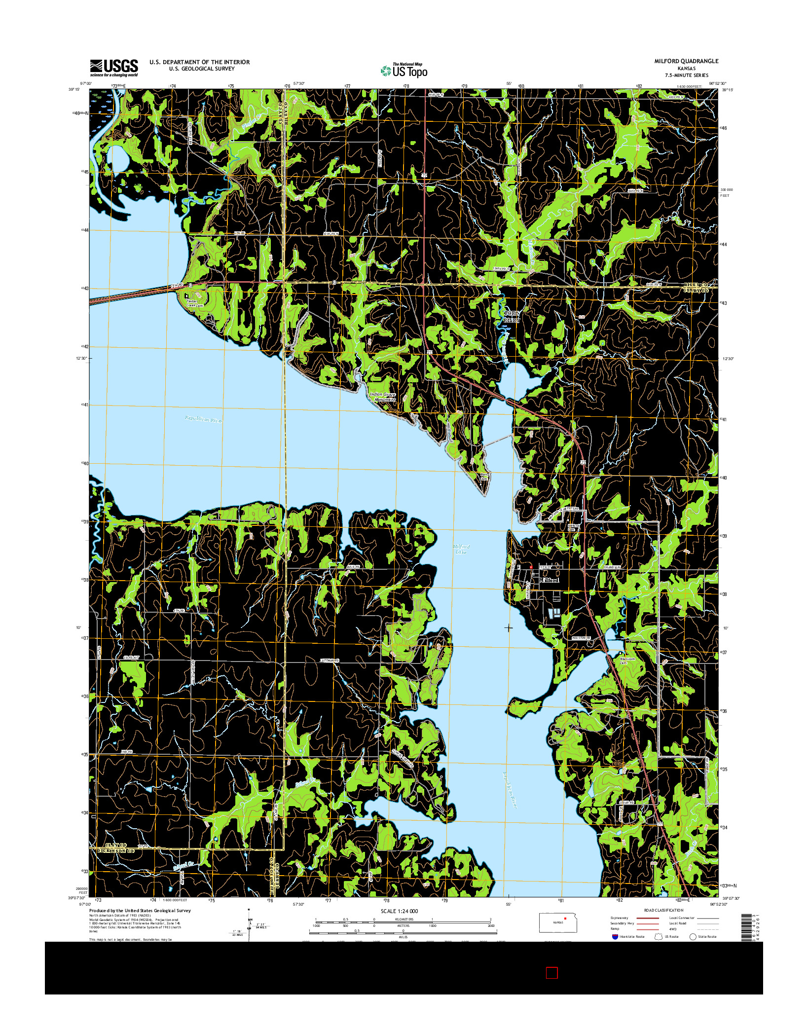 USGS US TOPO 7.5-MINUTE MAP FOR MILFORD, KS 2015