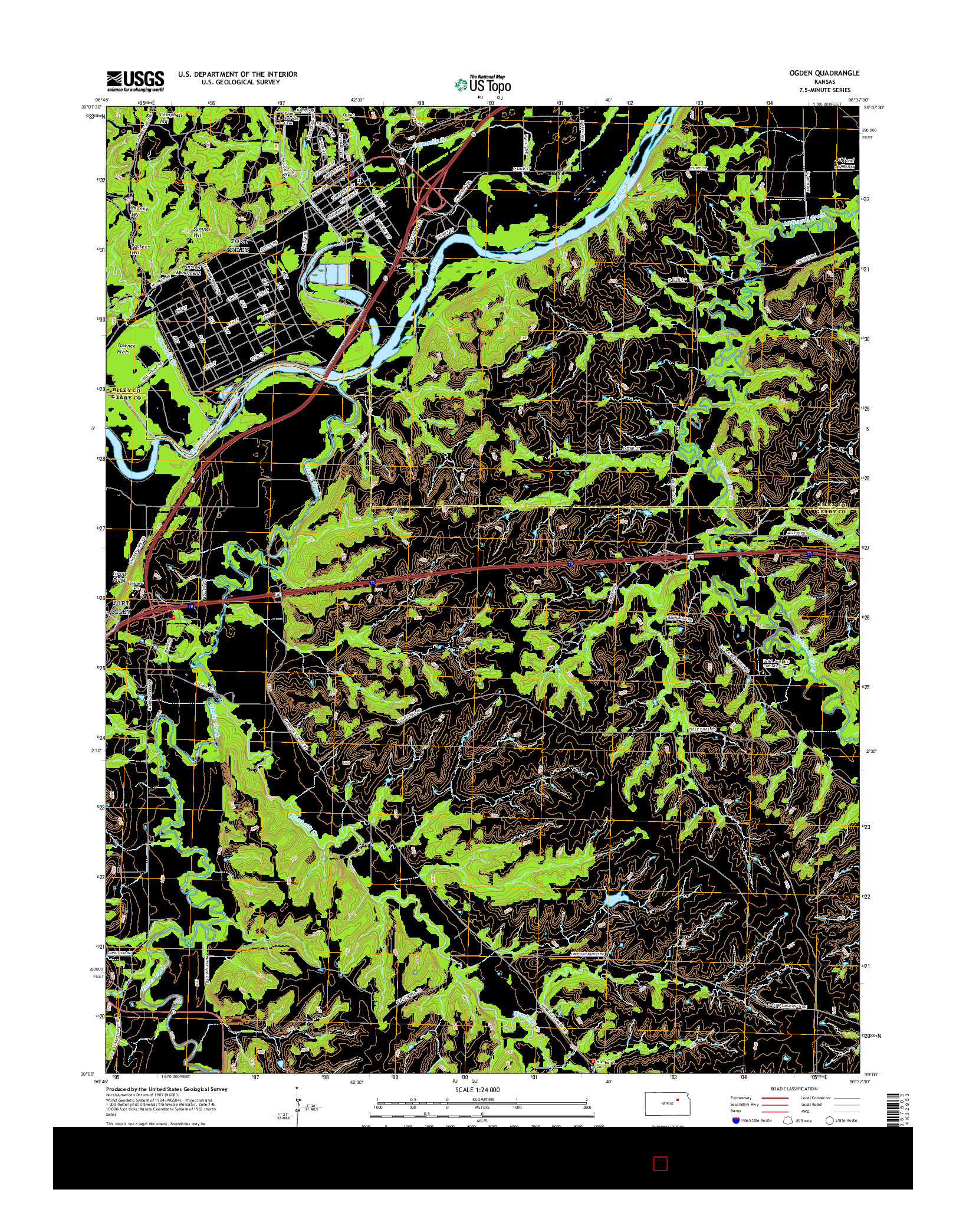 USGS US TOPO 7.5-MINUTE MAP FOR OGDEN, KS 2015