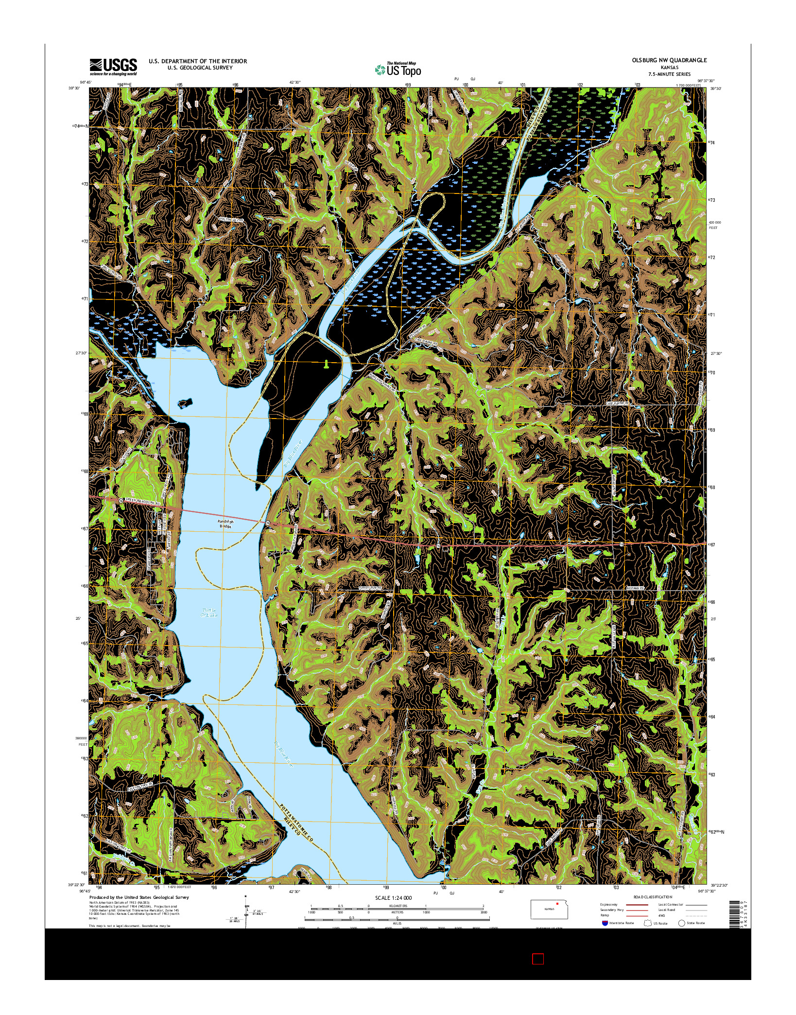 USGS US TOPO 7.5-MINUTE MAP FOR OLSBURG NW, KS 2015