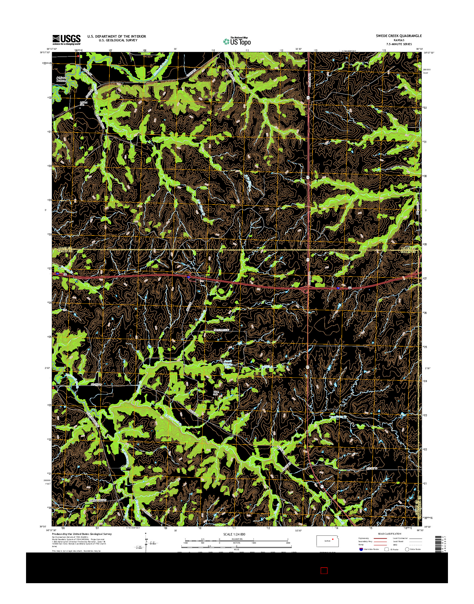 USGS US TOPO 7.5-MINUTE MAP FOR SWEDE CREEK, KS 2015