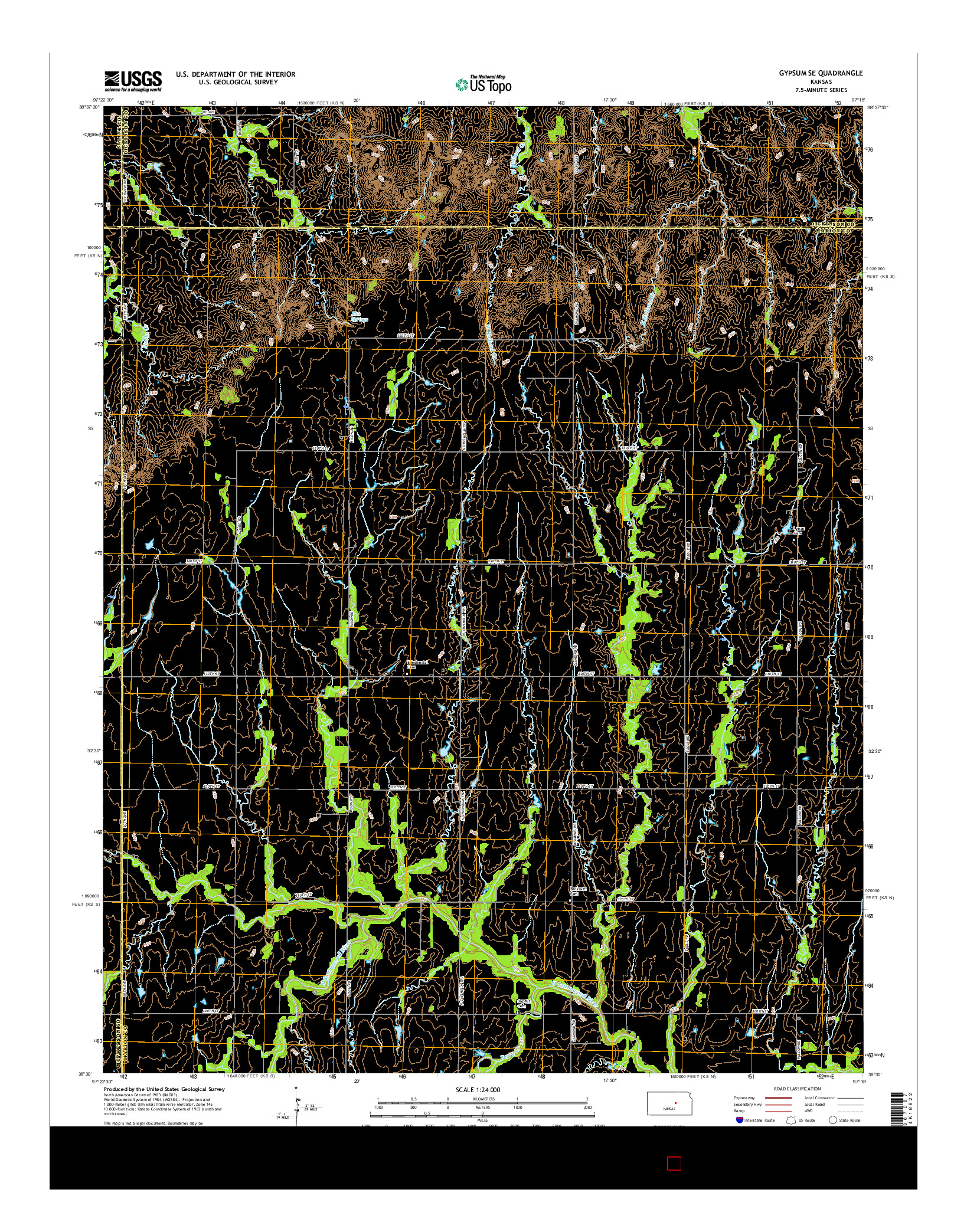 USGS US TOPO 7.5-MINUTE MAP FOR GYPSUM SE, KS 2015
