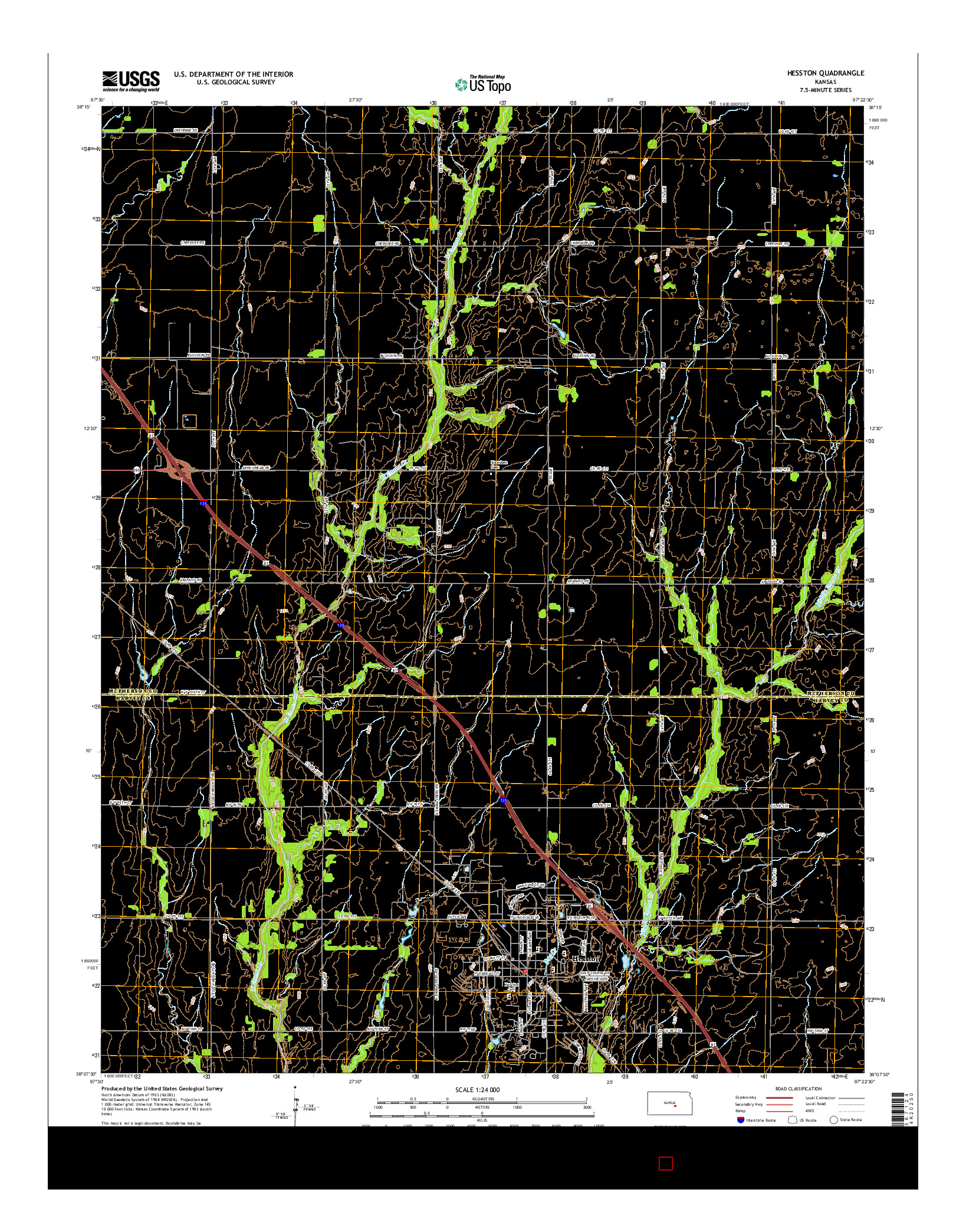 USGS US TOPO 7.5-MINUTE MAP FOR HESSTON, KS 2015
