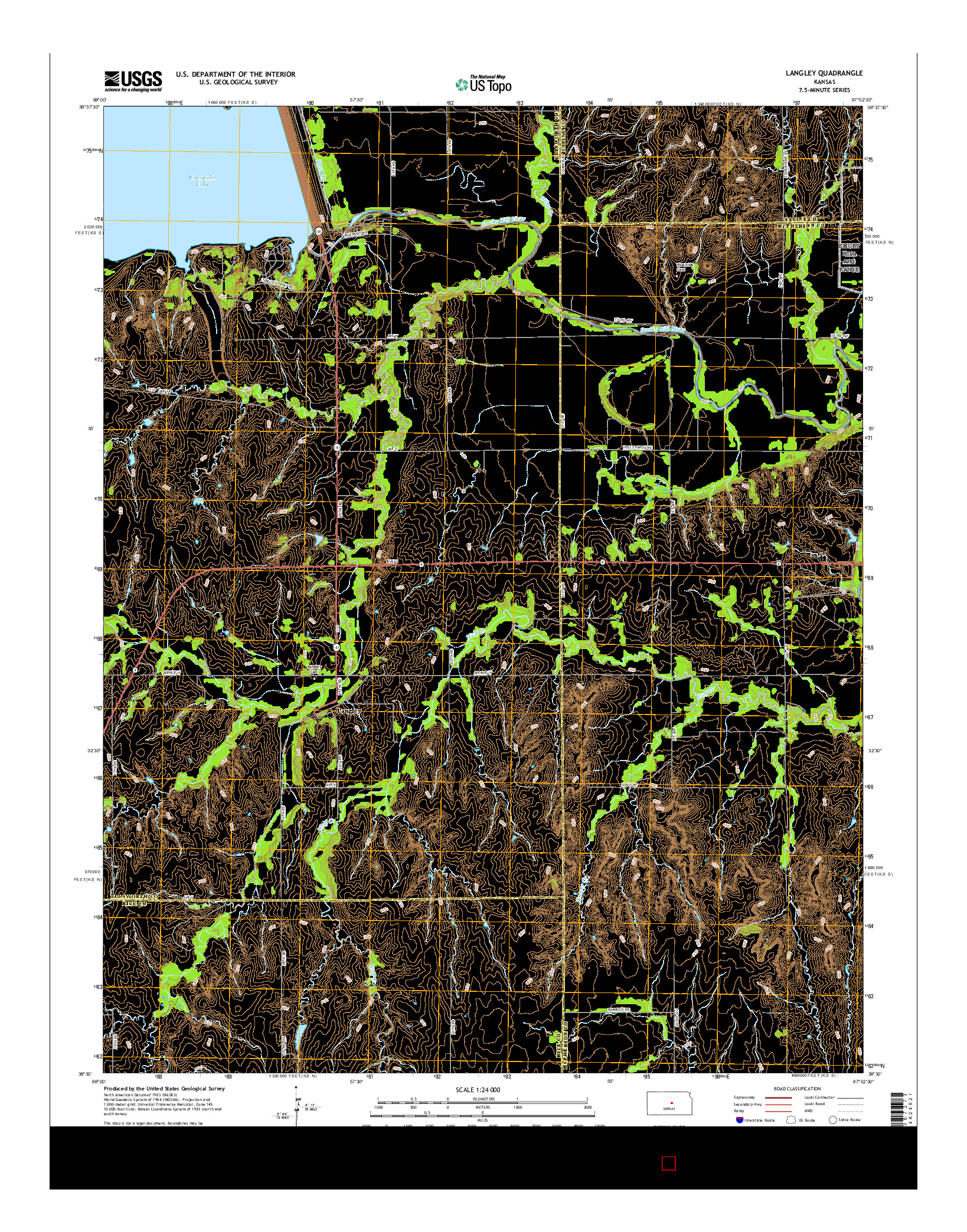 USGS US TOPO 7.5-MINUTE MAP FOR LANGLEY, KS 2015