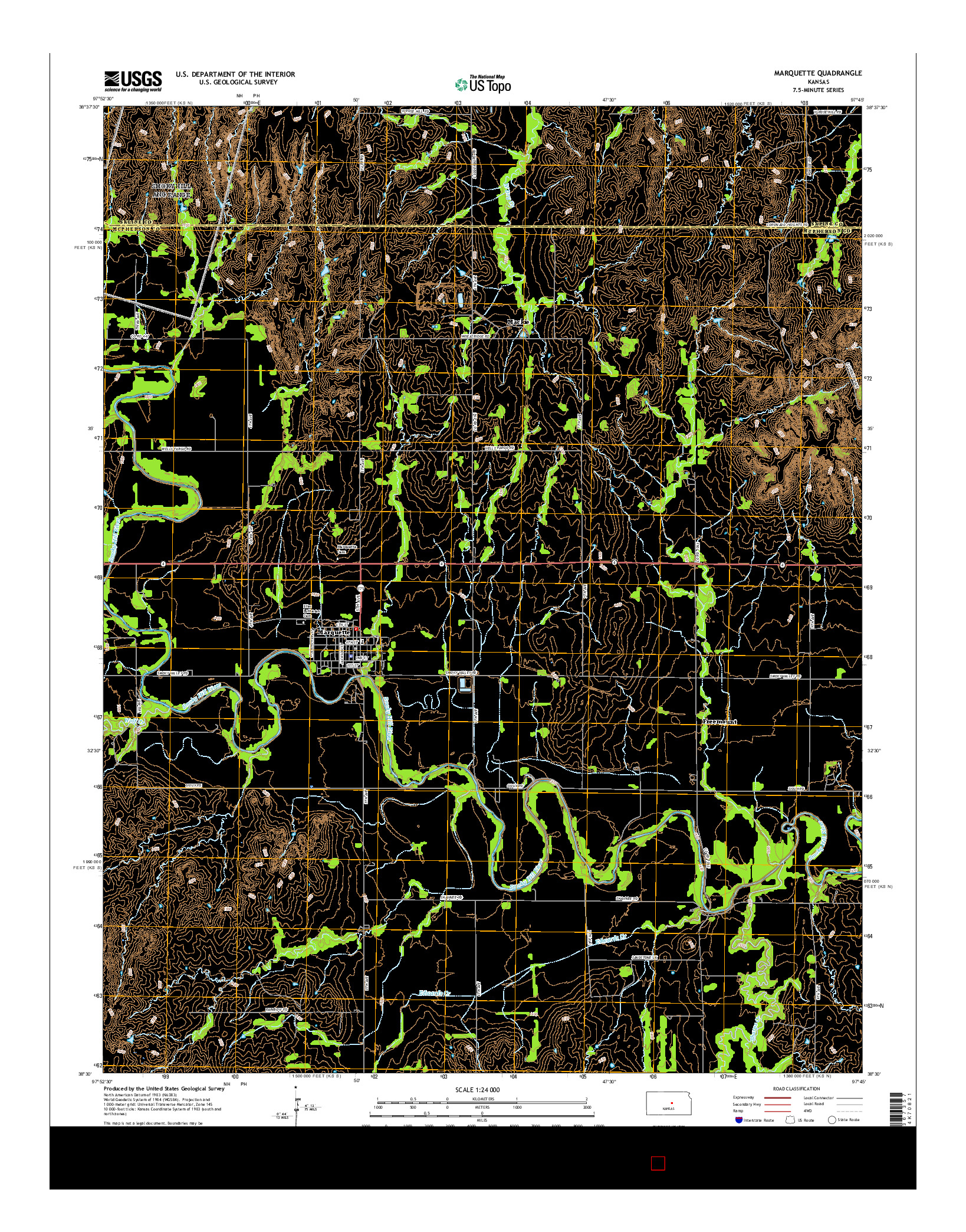 USGS US TOPO 7.5-MINUTE MAP FOR MARQUETTE, KS 2015