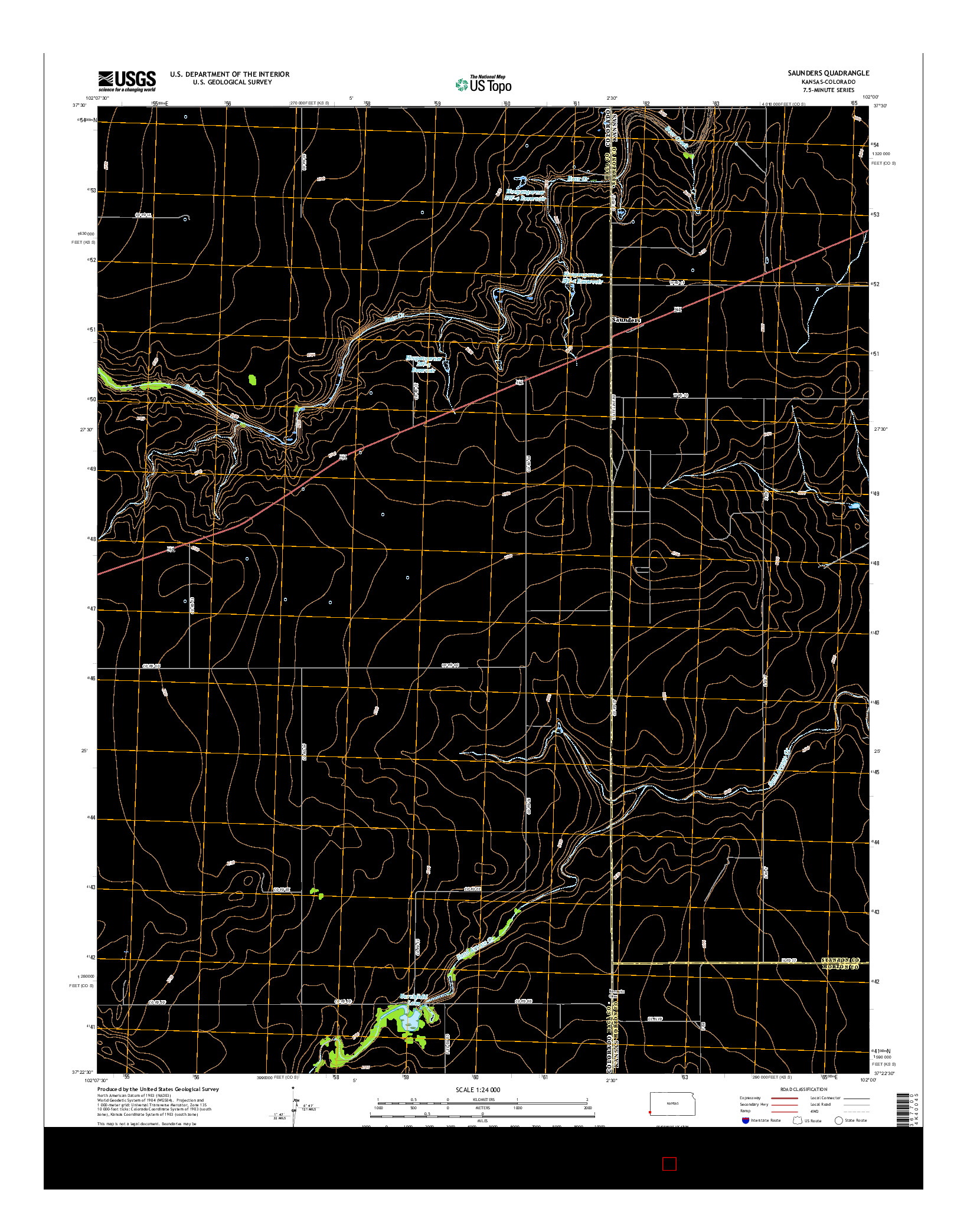USGS US TOPO 7.5-MINUTE MAP FOR SAUNDERS, KS-CO 2015