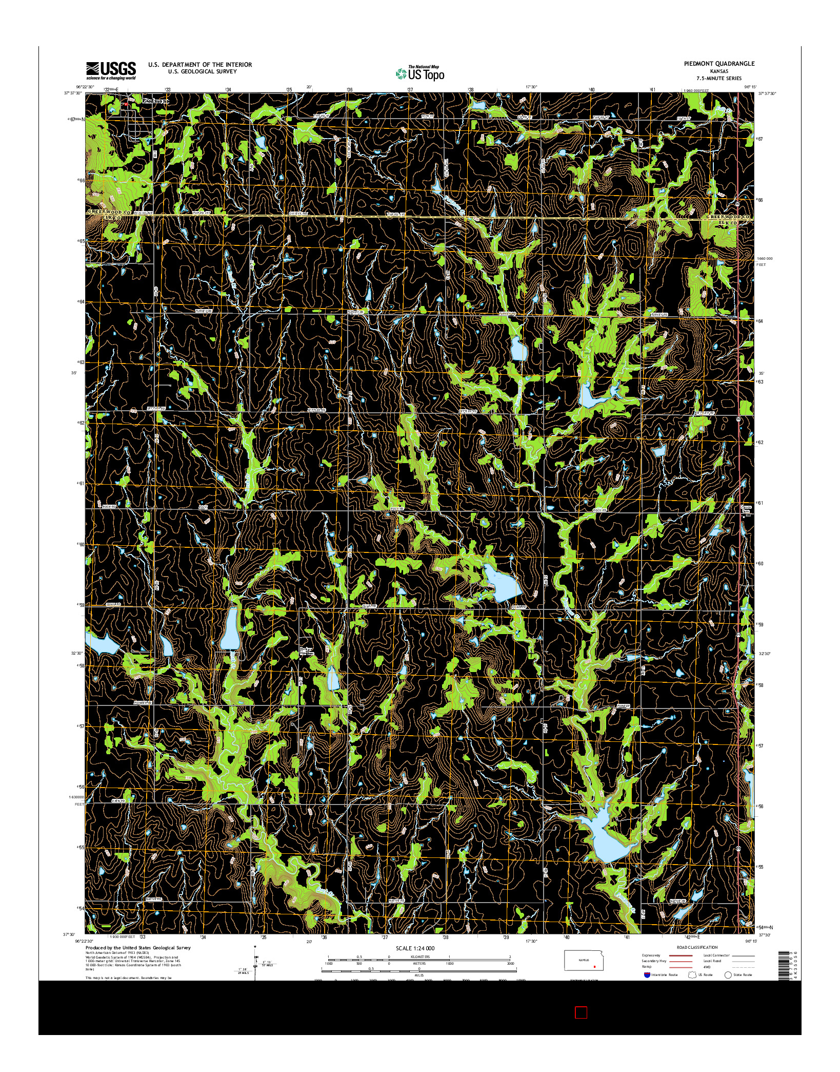 USGS US TOPO 7.5-MINUTE MAP FOR PIEDMONT, KS 2015