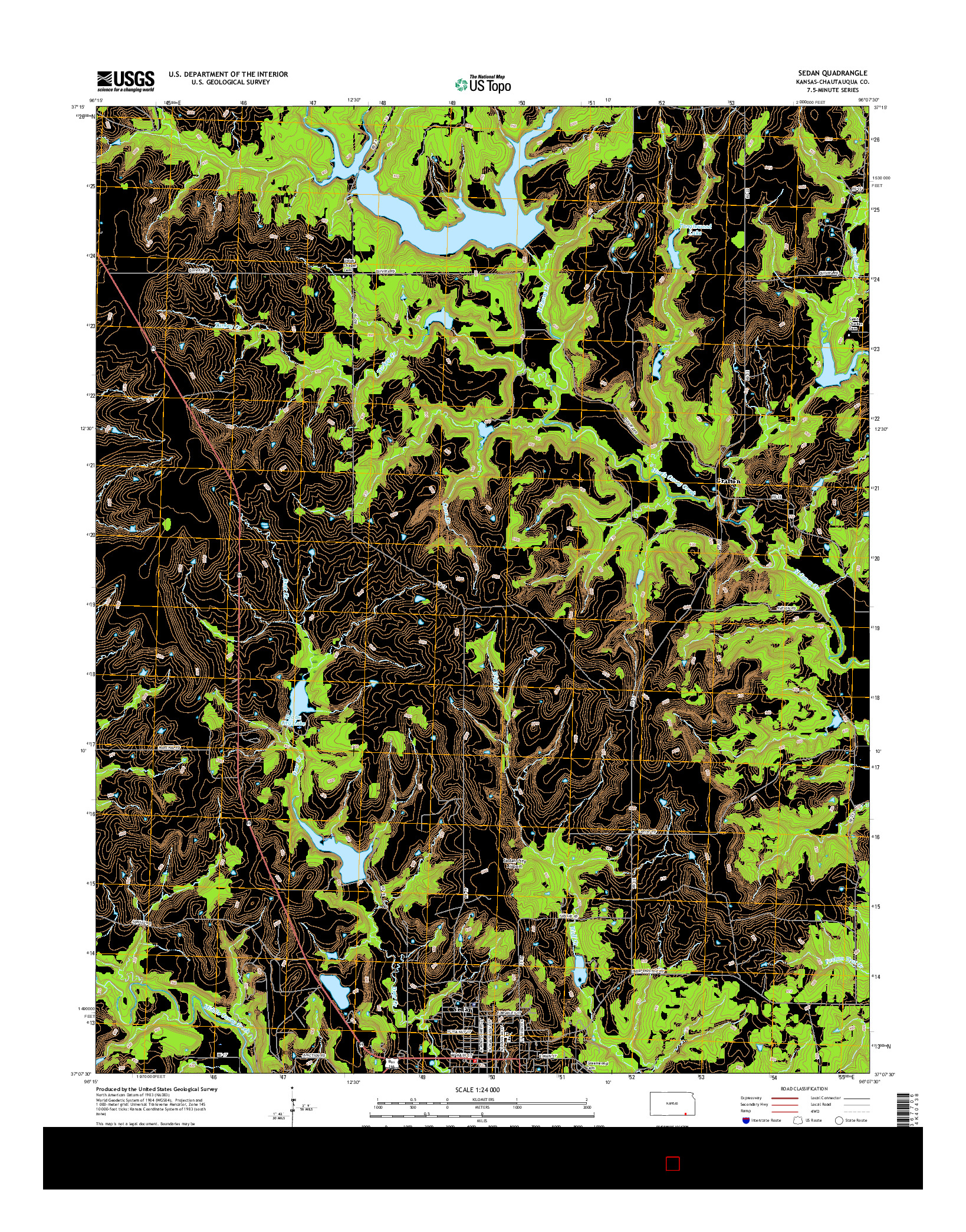 USGS US TOPO 7.5-MINUTE MAP FOR SEDAN, KS 2015