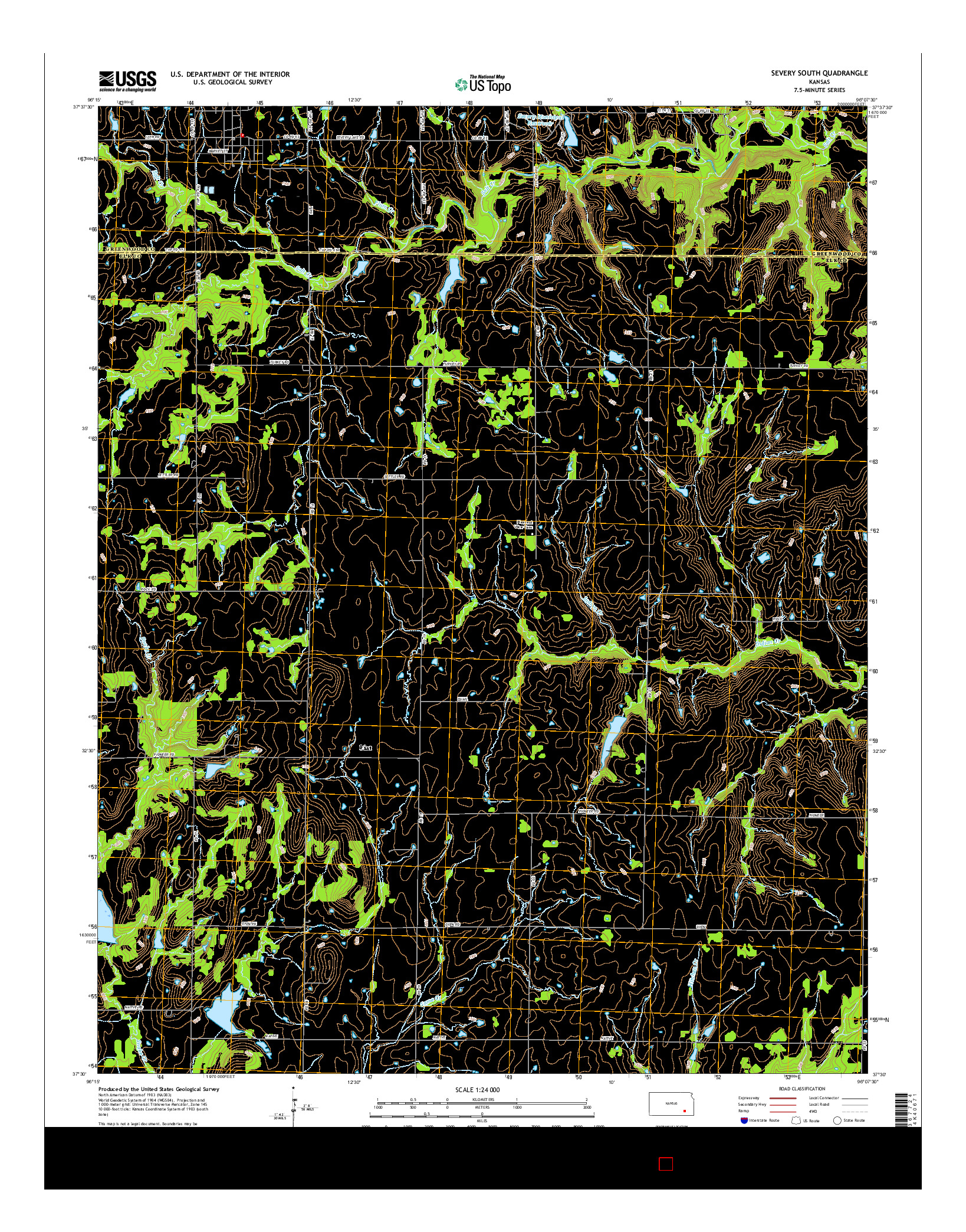 USGS US TOPO 7.5-MINUTE MAP FOR SEVERY SOUTH, KS 2015