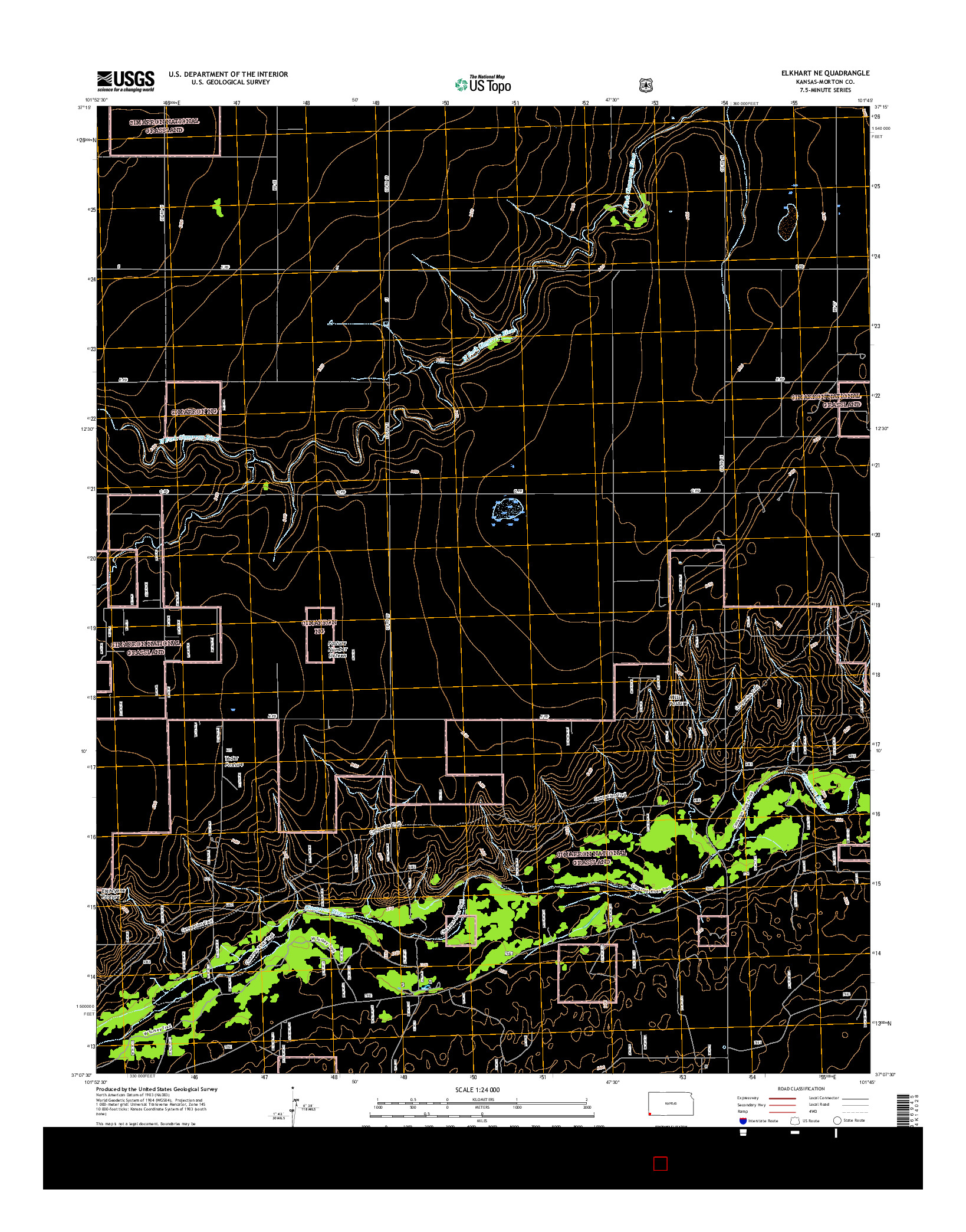 USGS US TOPO 7.5-MINUTE MAP FOR ELKHART NE, KS 2015