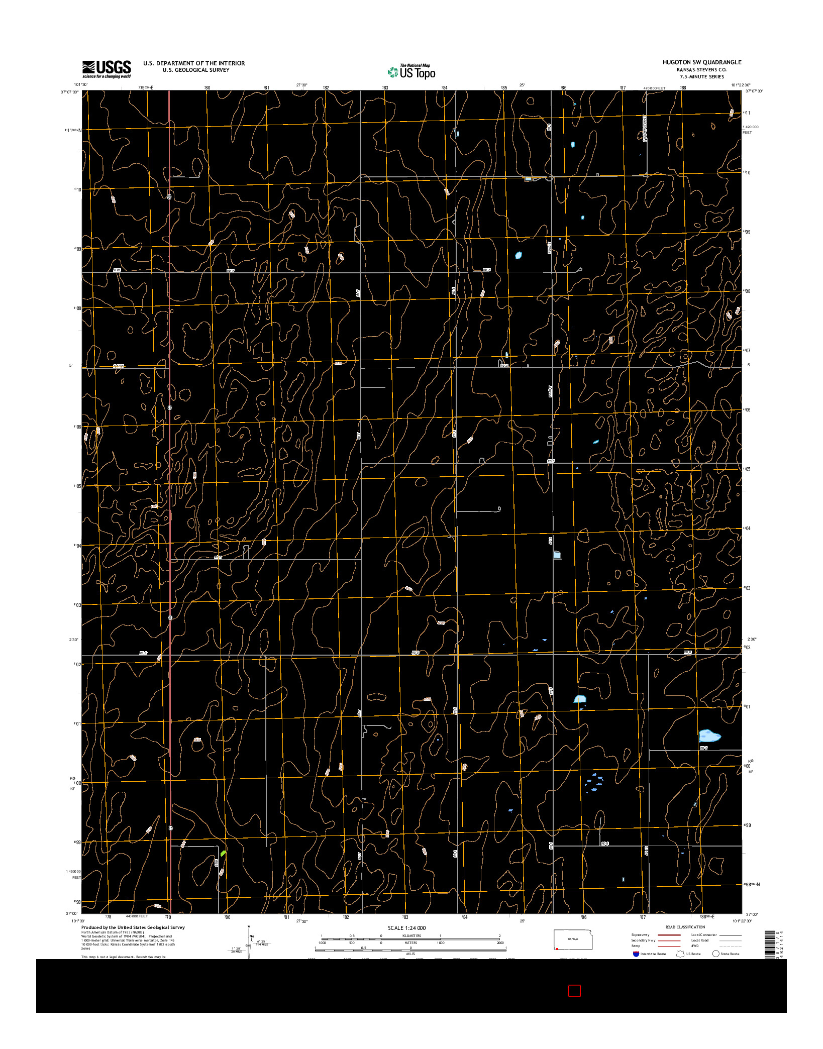 USGS US TOPO 7.5-MINUTE MAP FOR HUGOTON SW, KS 2015