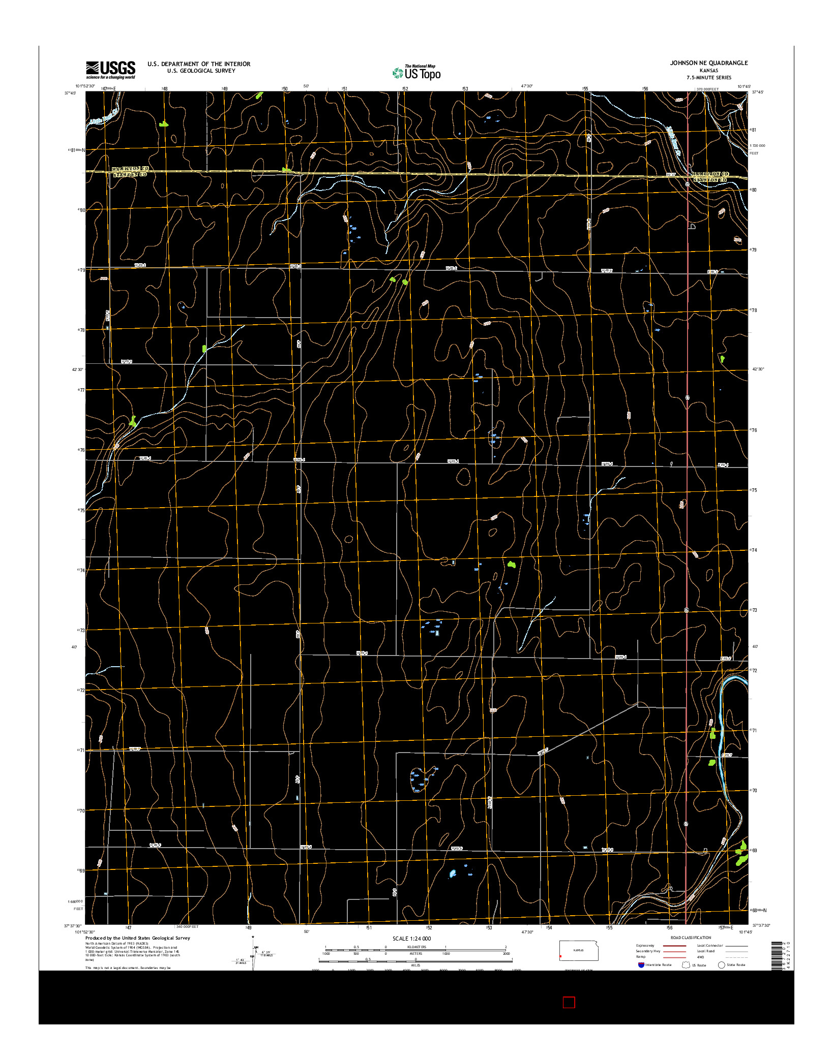 USGS US TOPO 7.5-MINUTE MAP FOR JOHNSON NE, KS 2015