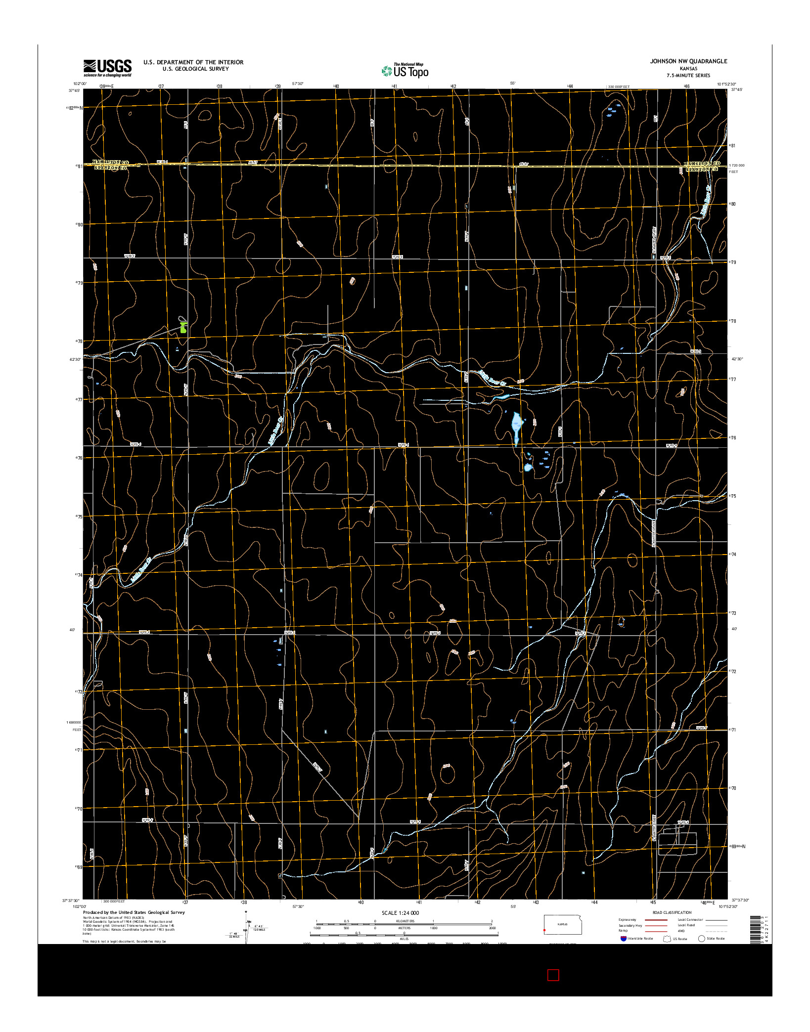 USGS US TOPO 7.5-MINUTE MAP FOR JOHNSON NW, KS 2015