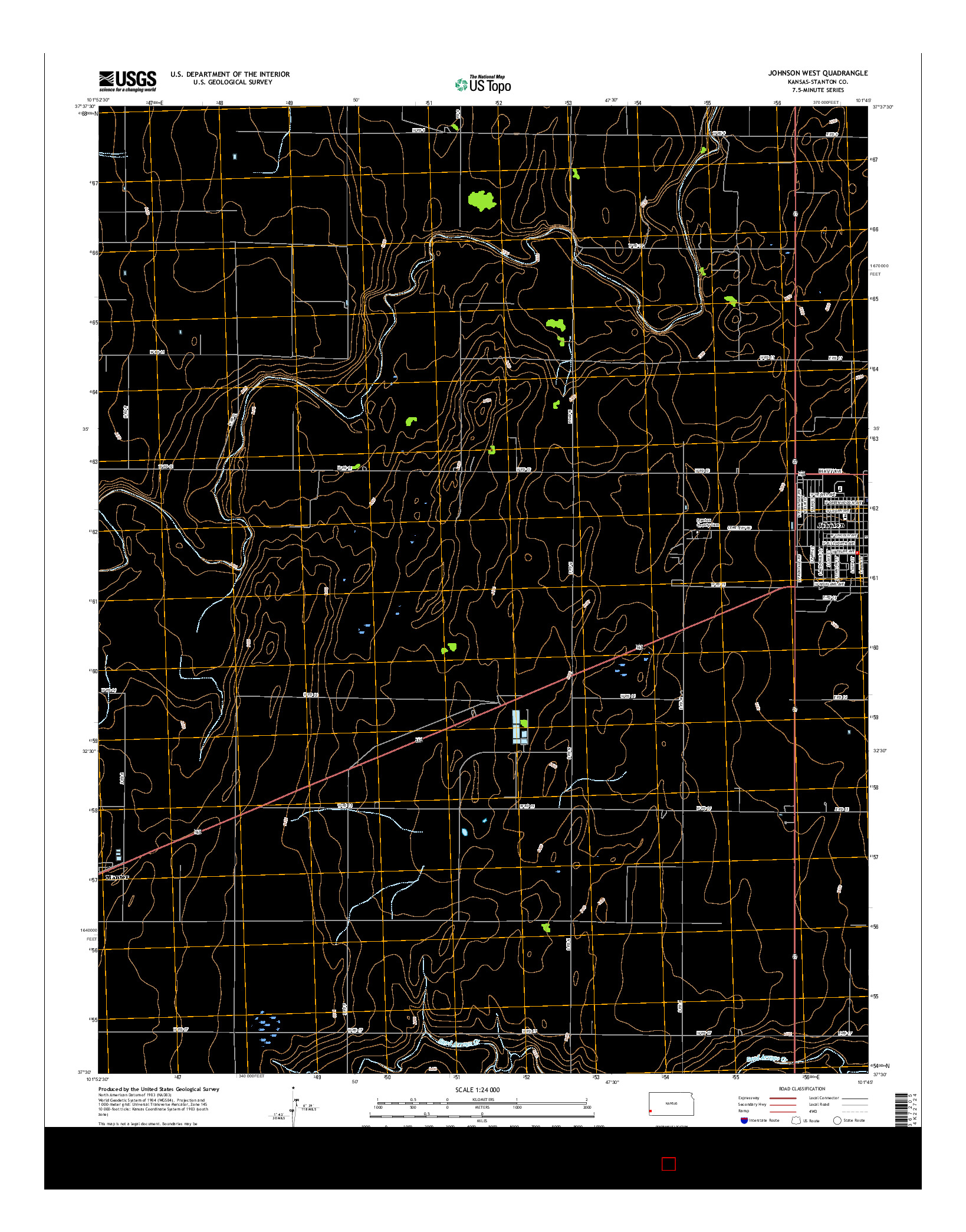 USGS US TOPO 7.5-MINUTE MAP FOR JOHNSON WEST, KS 2015