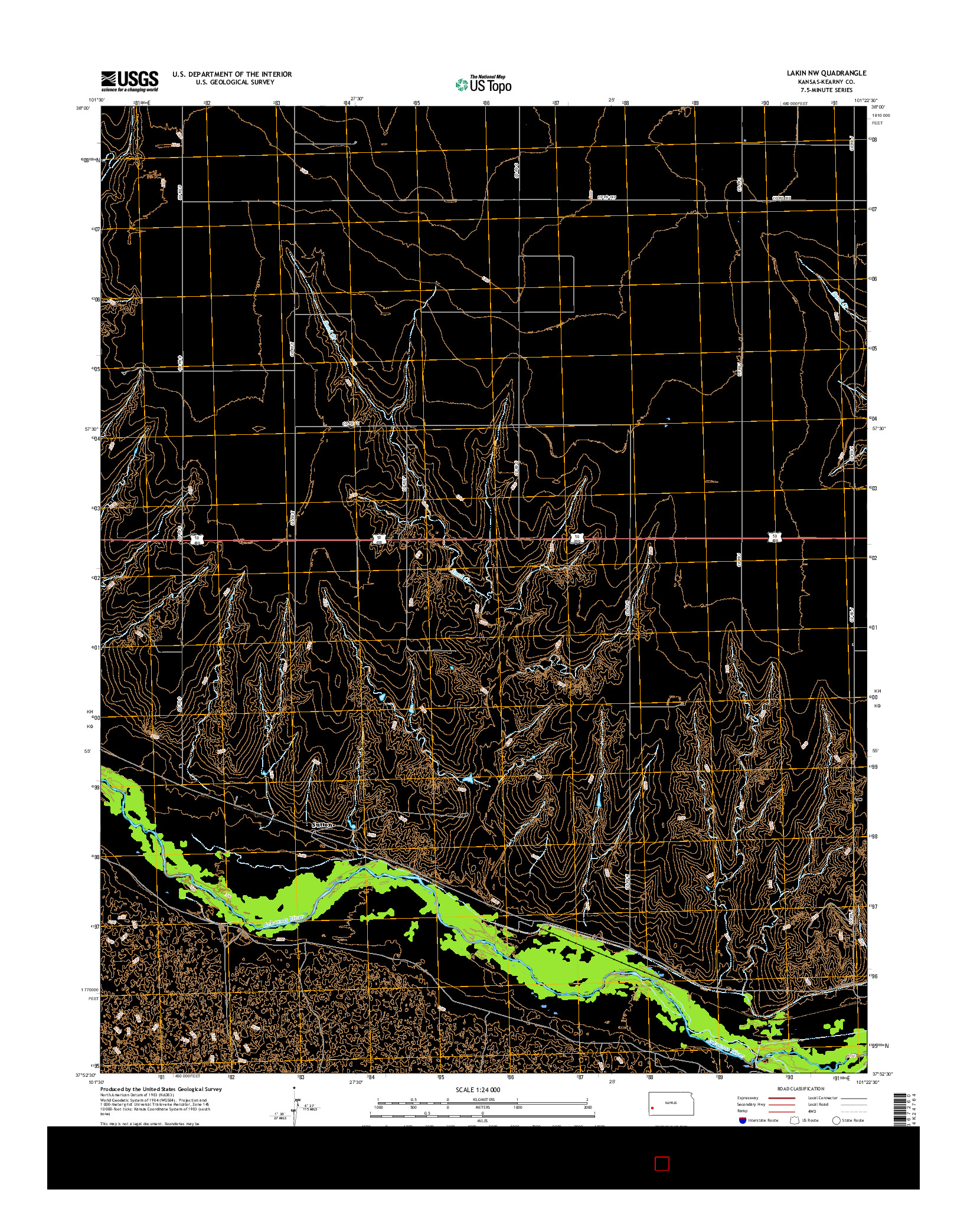 USGS US TOPO 7.5-MINUTE MAP FOR LAKIN NW, KS 2015