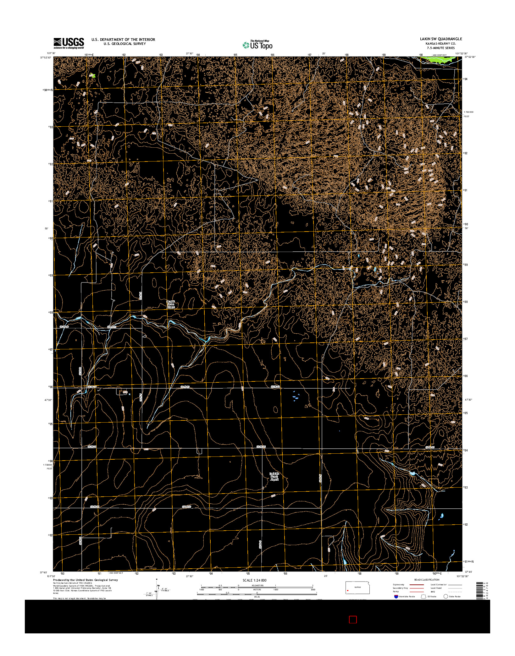 USGS US TOPO 7.5-MINUTE MAP FOR LAKIN SW, KS 2015