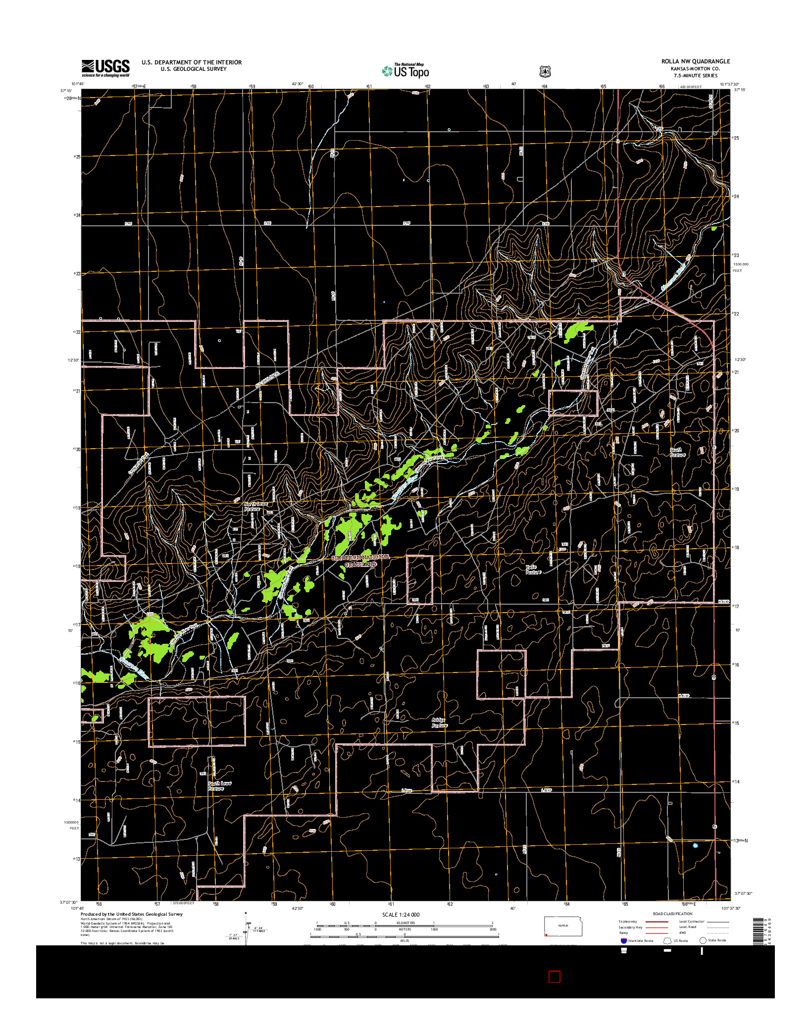 USGS US TOPO 7.5-MINUTE MAP FOR ROLLA NW, KS 2015