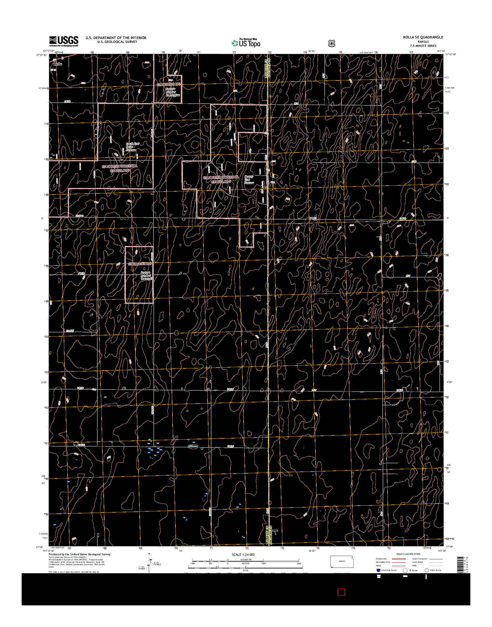 USGS US TOPO 7.5-MINUTE MAP FOR ROLLA SE, KS 2015
