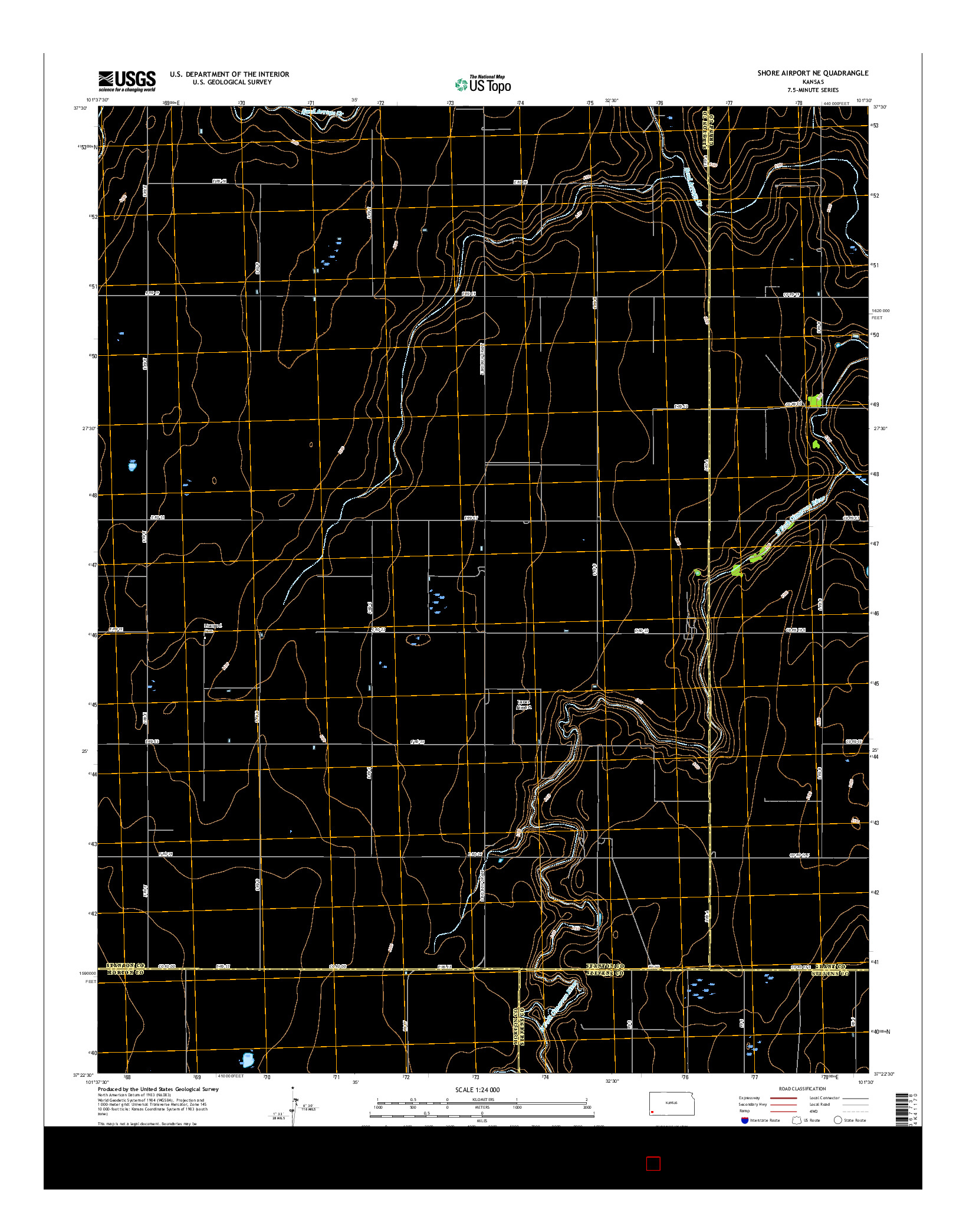 USGS US TOPO 7.5-MINUTE MAP FOR SHORE AIRPORT NE, KS 2015