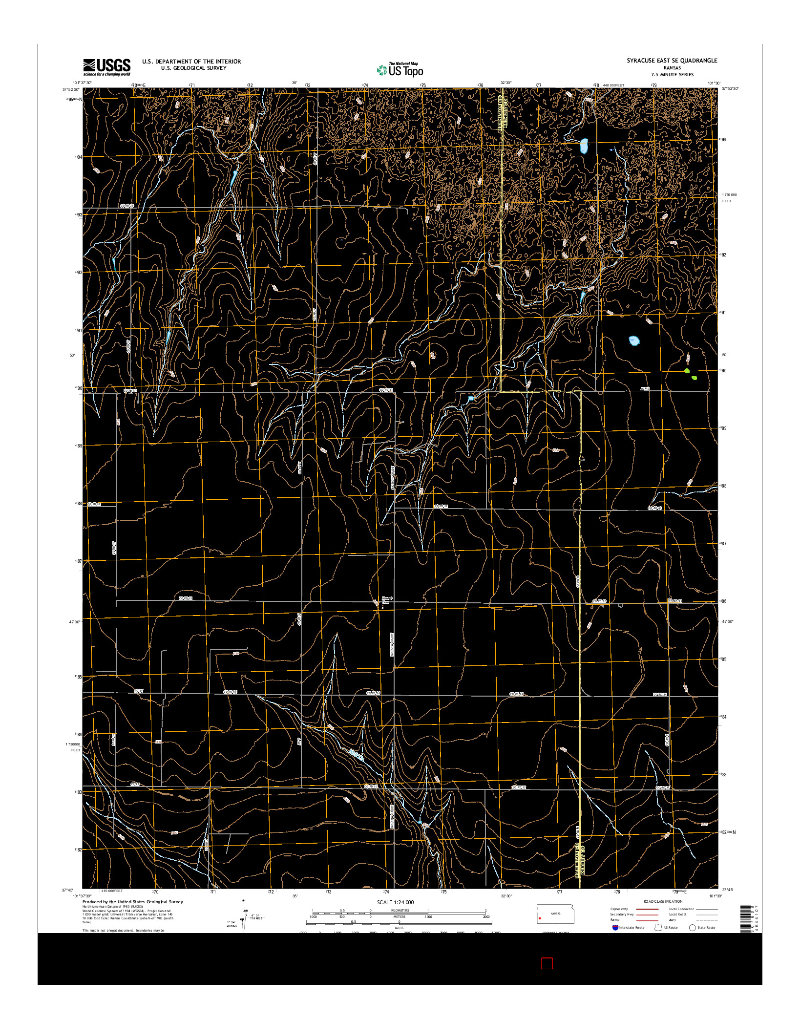USGS US TOPO 7.5-MINUTE MAP FOR SYRACUSE EAST SE, KS 2015
